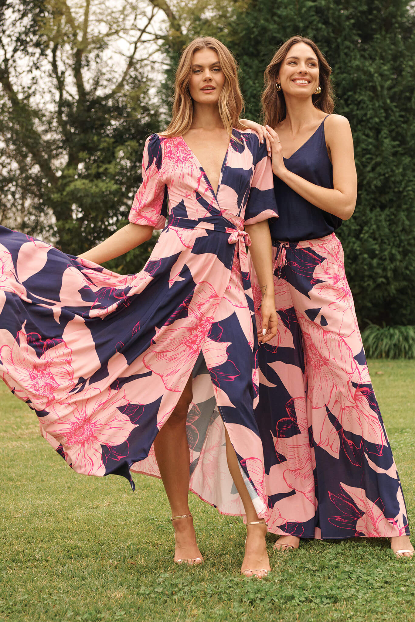 Lucia Pant In Navy With Blush Flower - Image 5