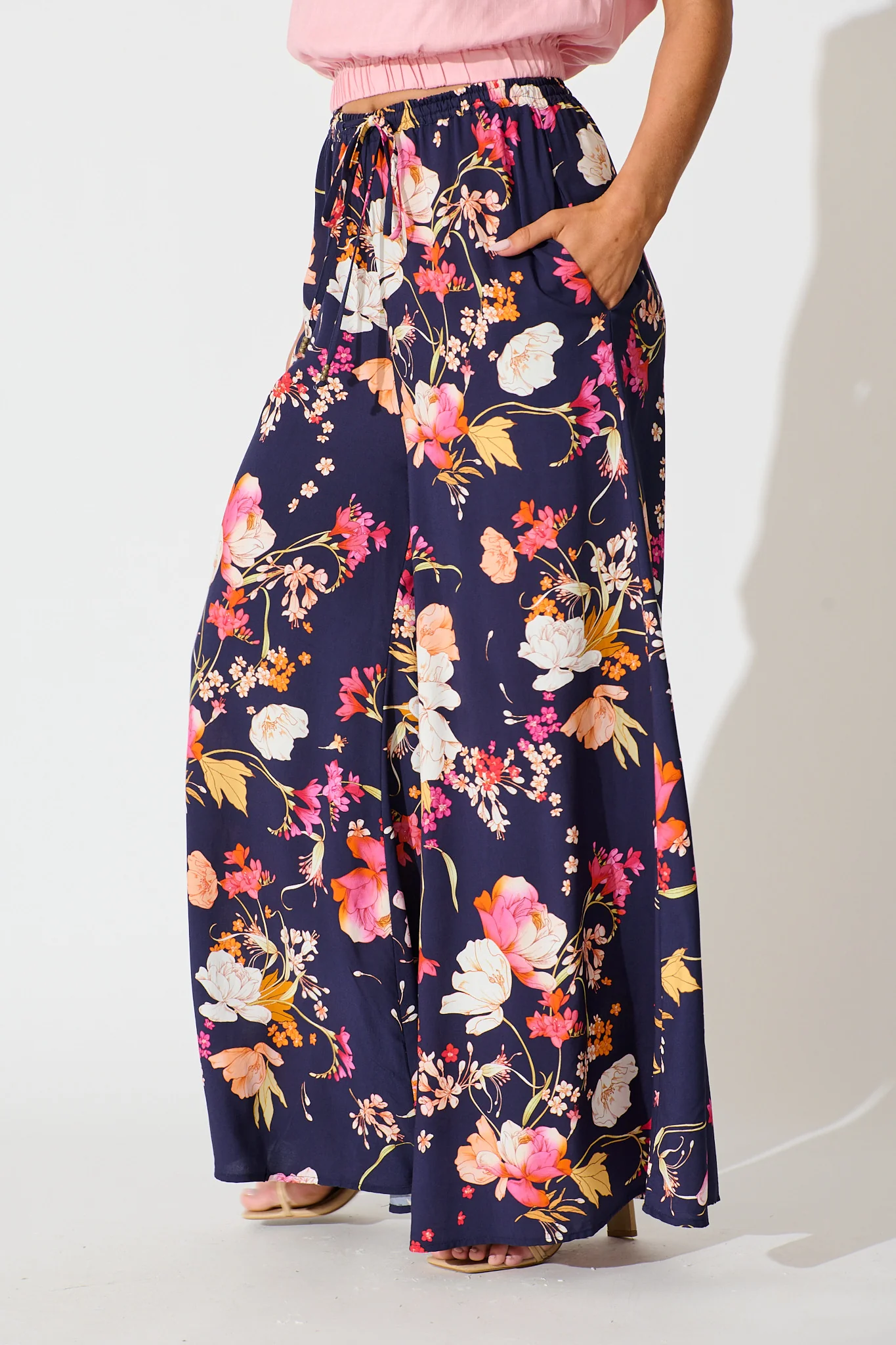 Lucia Pant In Navy with Multi Floral - Image 5