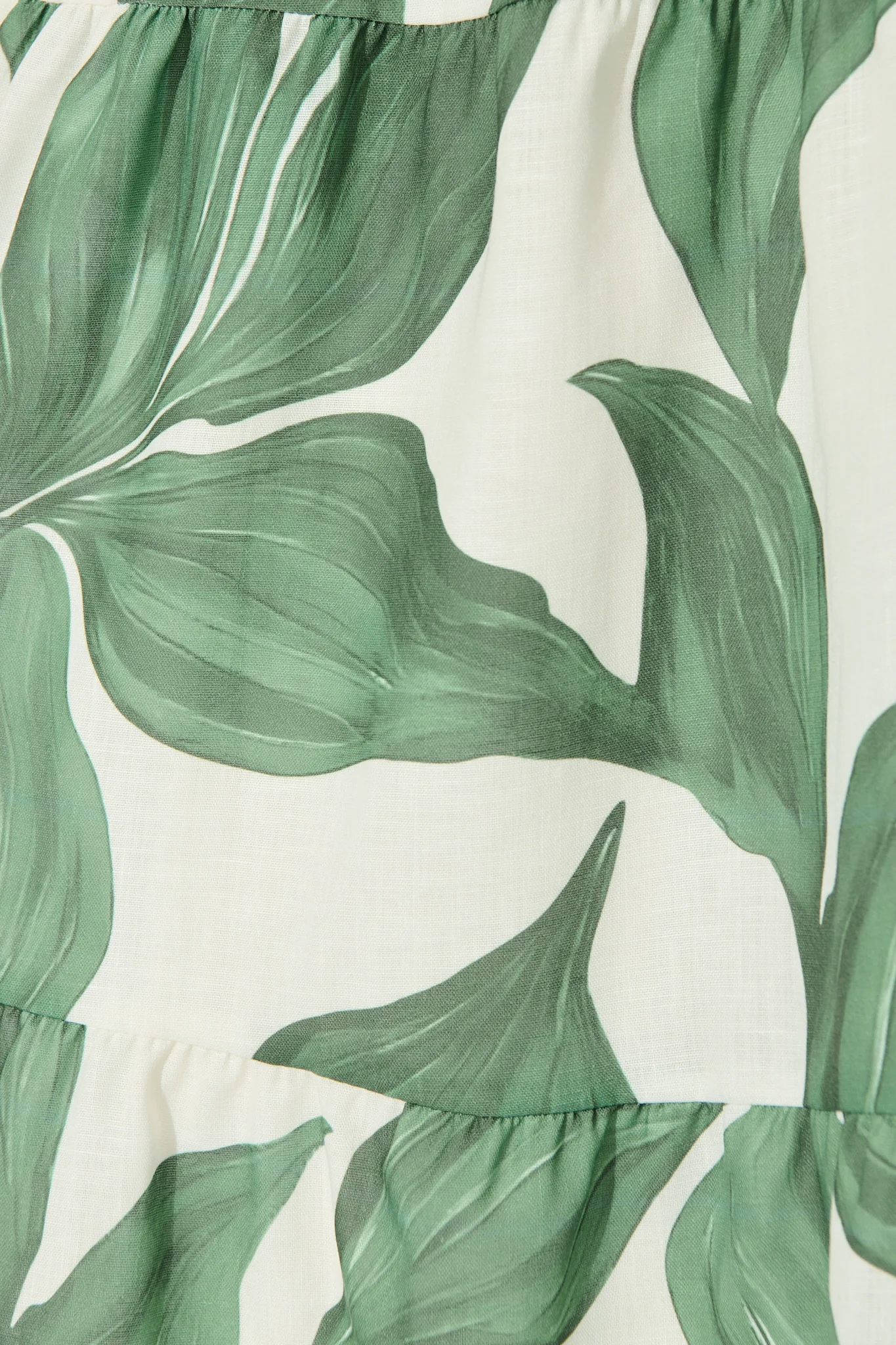 Lucie Maxi Dress in Cream with Green Leaf Linen Blend - Image 6