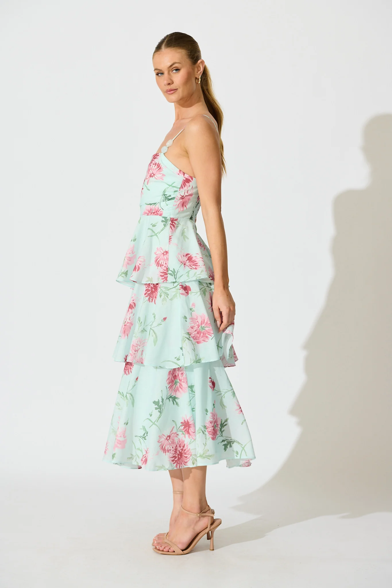 Lumiya Maxi Dress in Mint and Blush Floral - Image 5