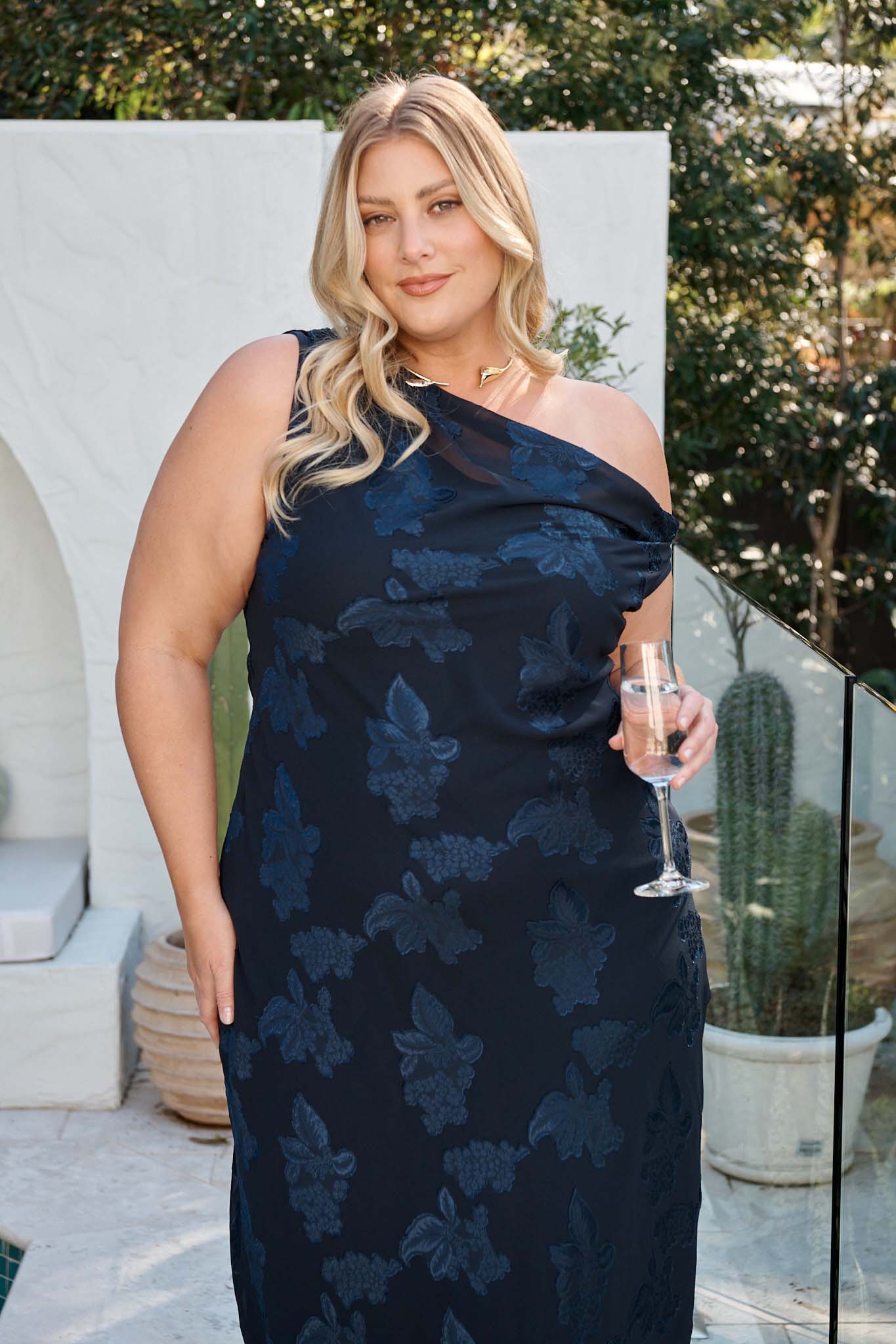 Lunar Romance Off Shoulder Maxi Dress in Navy Burnout Chiffon - Image 4