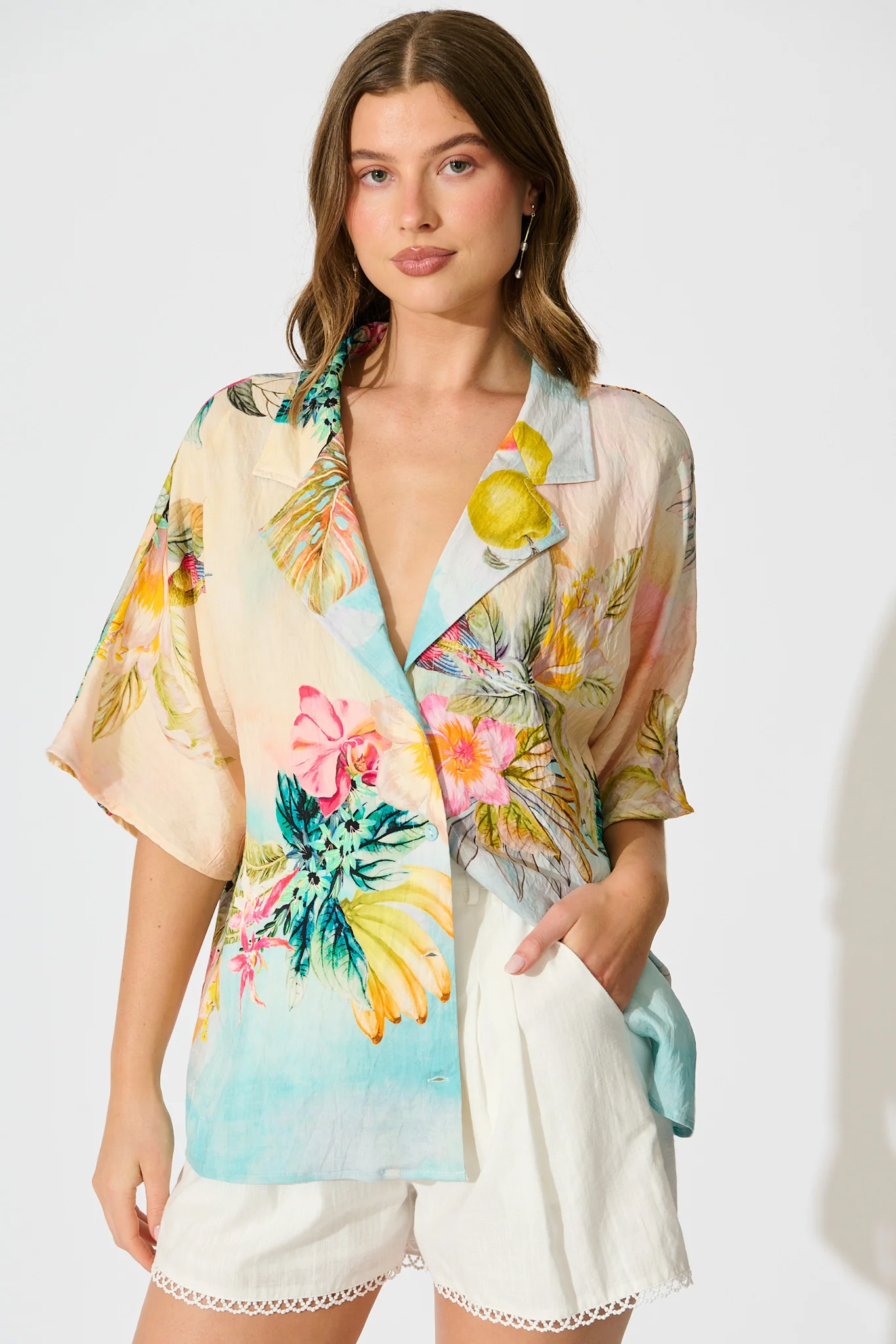 Lush Style Shirt in Multi Tropical Floral Print - Image 3