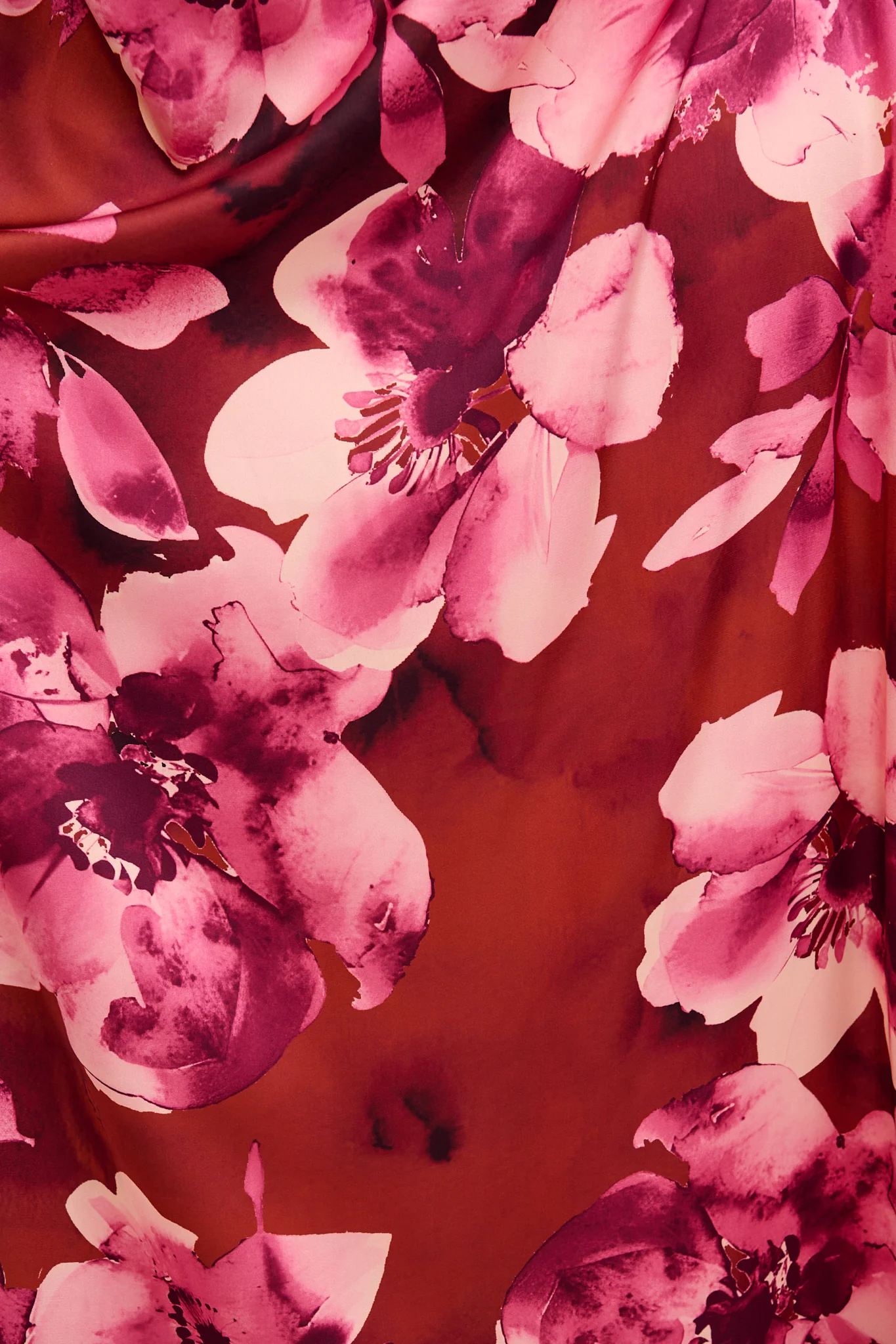 Luvella Maxi Off Shoulder Dress in Wine with Blush Floral Satin - Image 11
