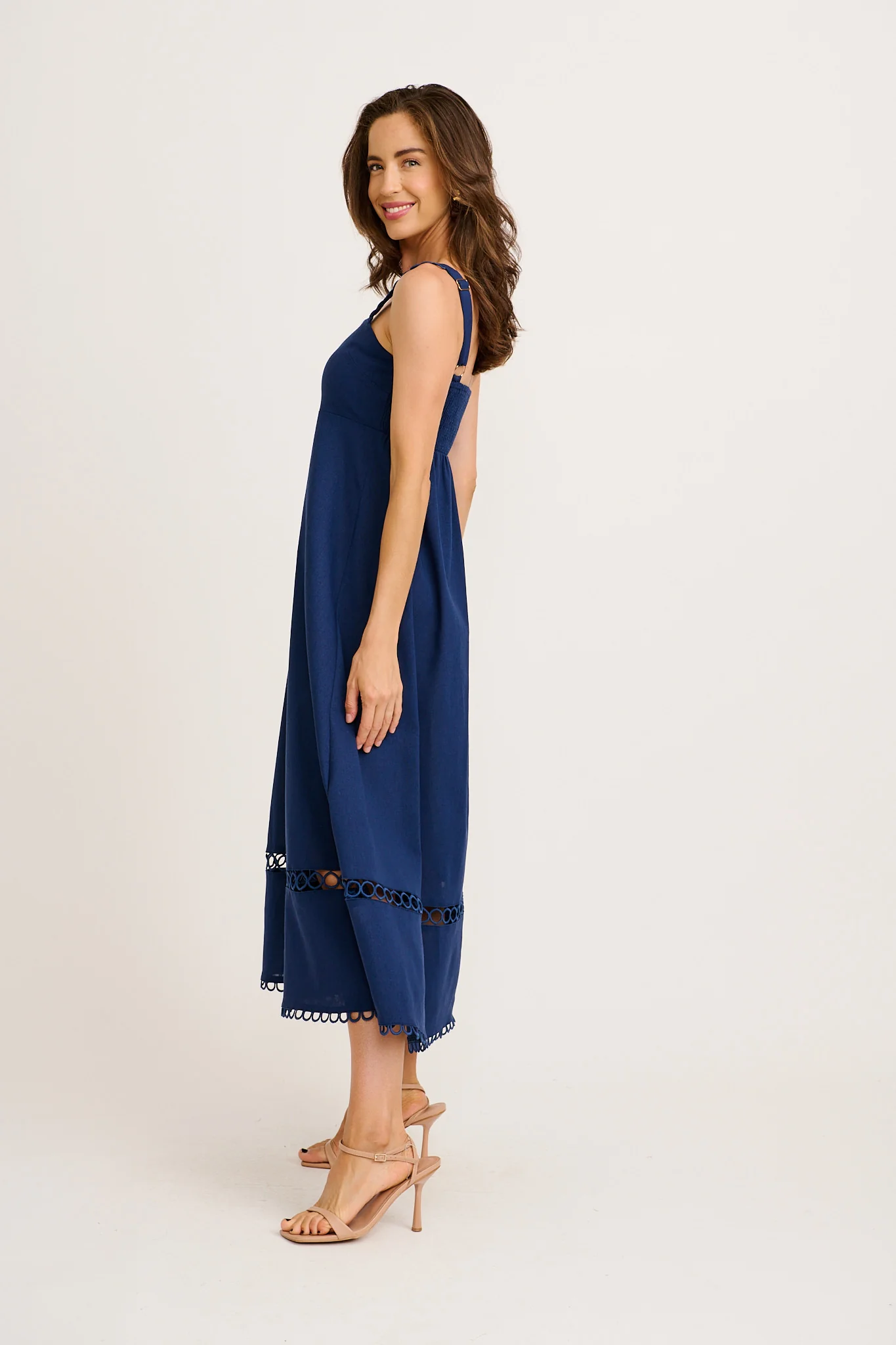 Luxe Enchant Maxi Dress in Navy Linen Blend - Image 8