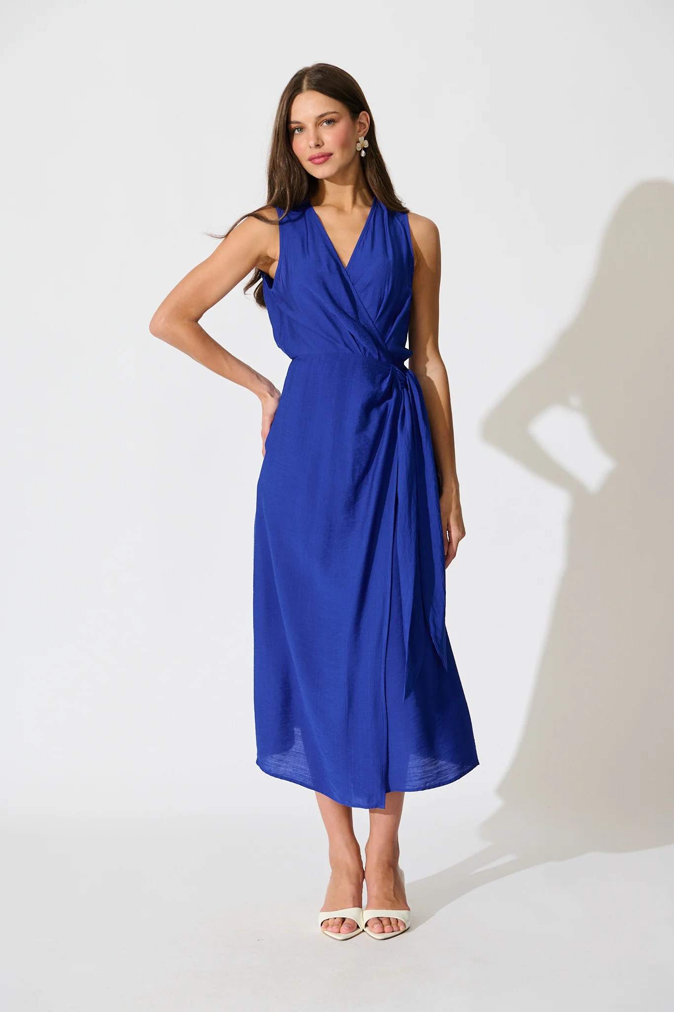 Luz Maxi Wrap Dress in Blue - Image 4