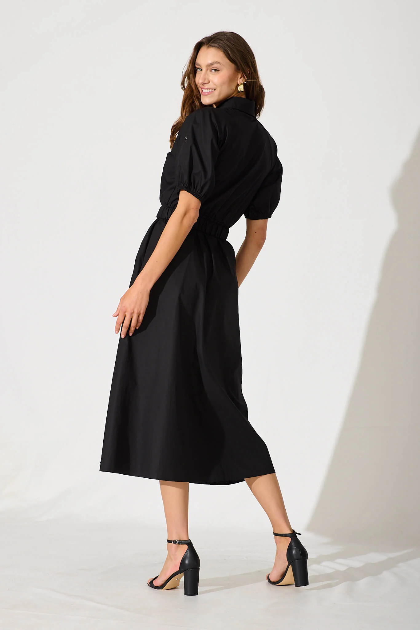Lydon Midi Dress In Black Cotton - Image 4