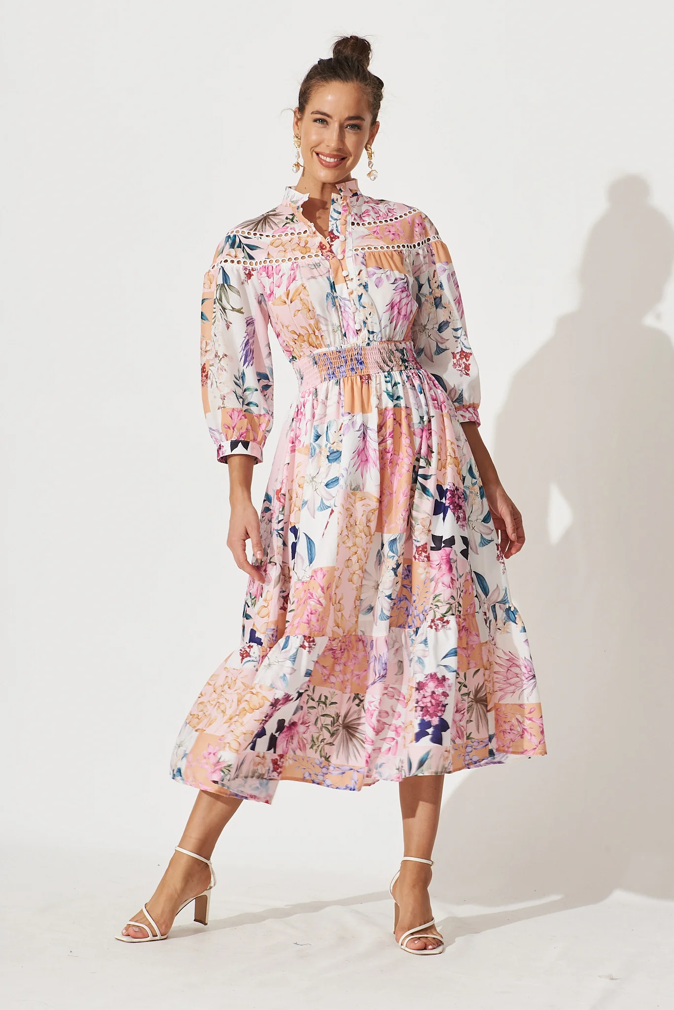 Lyn Midi Dress In Rust Patch Floral - Image 2