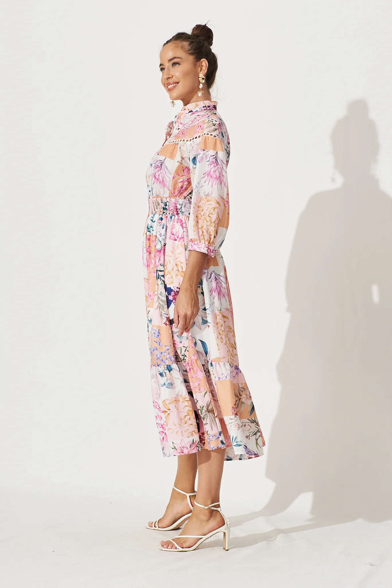 Lyn Midi Dress In Rust Patch Floral - Image 4