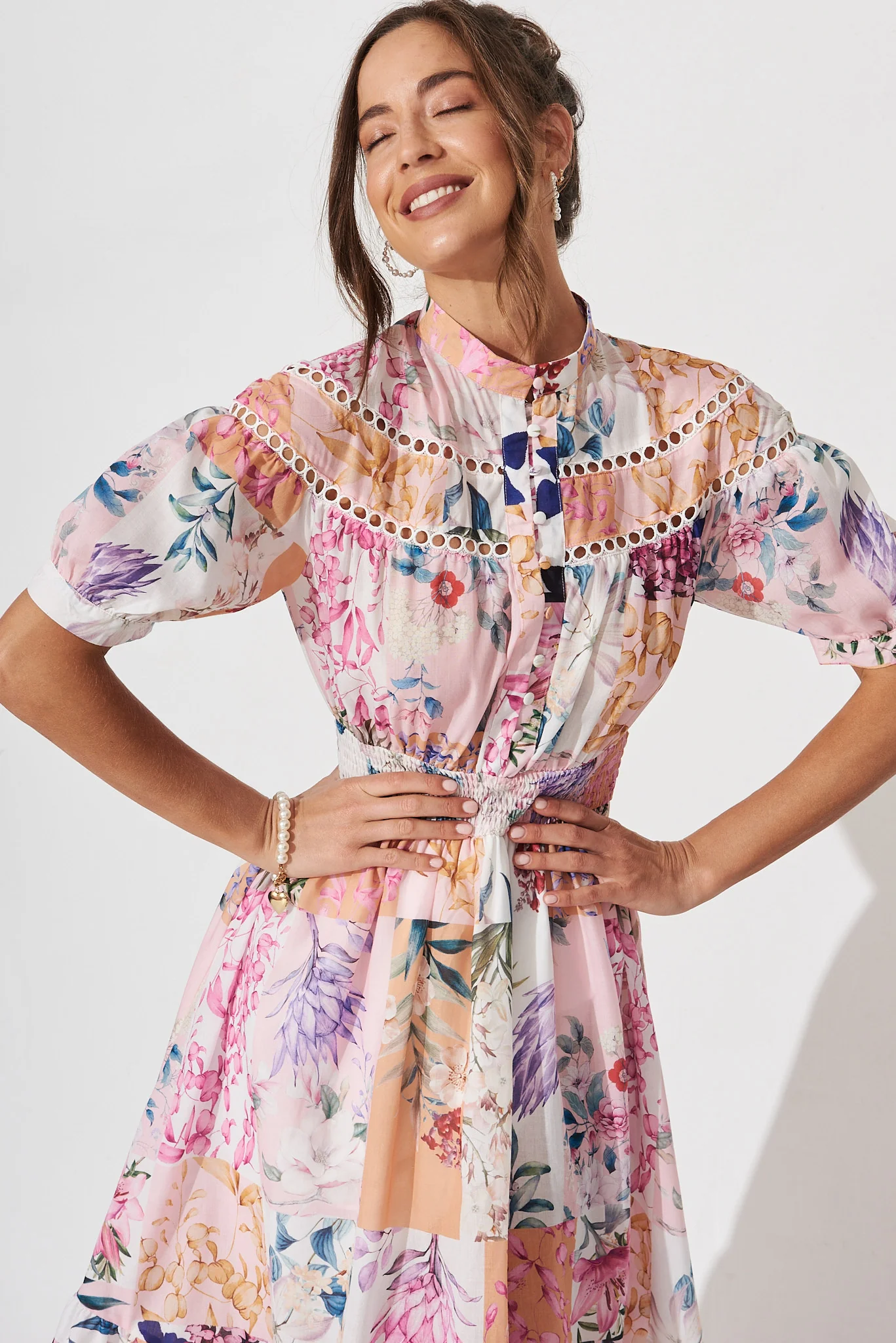 Lynette Midi Dress In Rust Patch Floral - Image 5