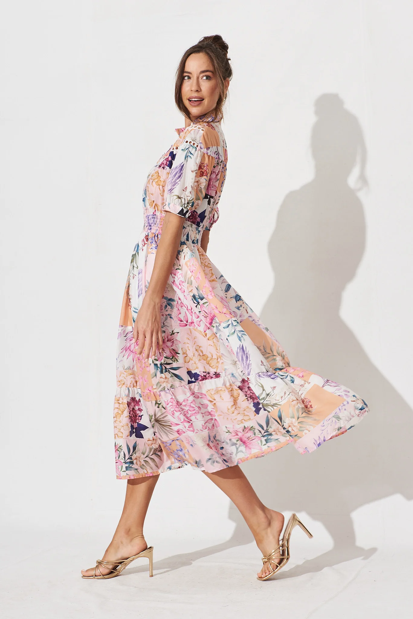 Lynette Midi Dress In Rust Patch Floral - Image 6