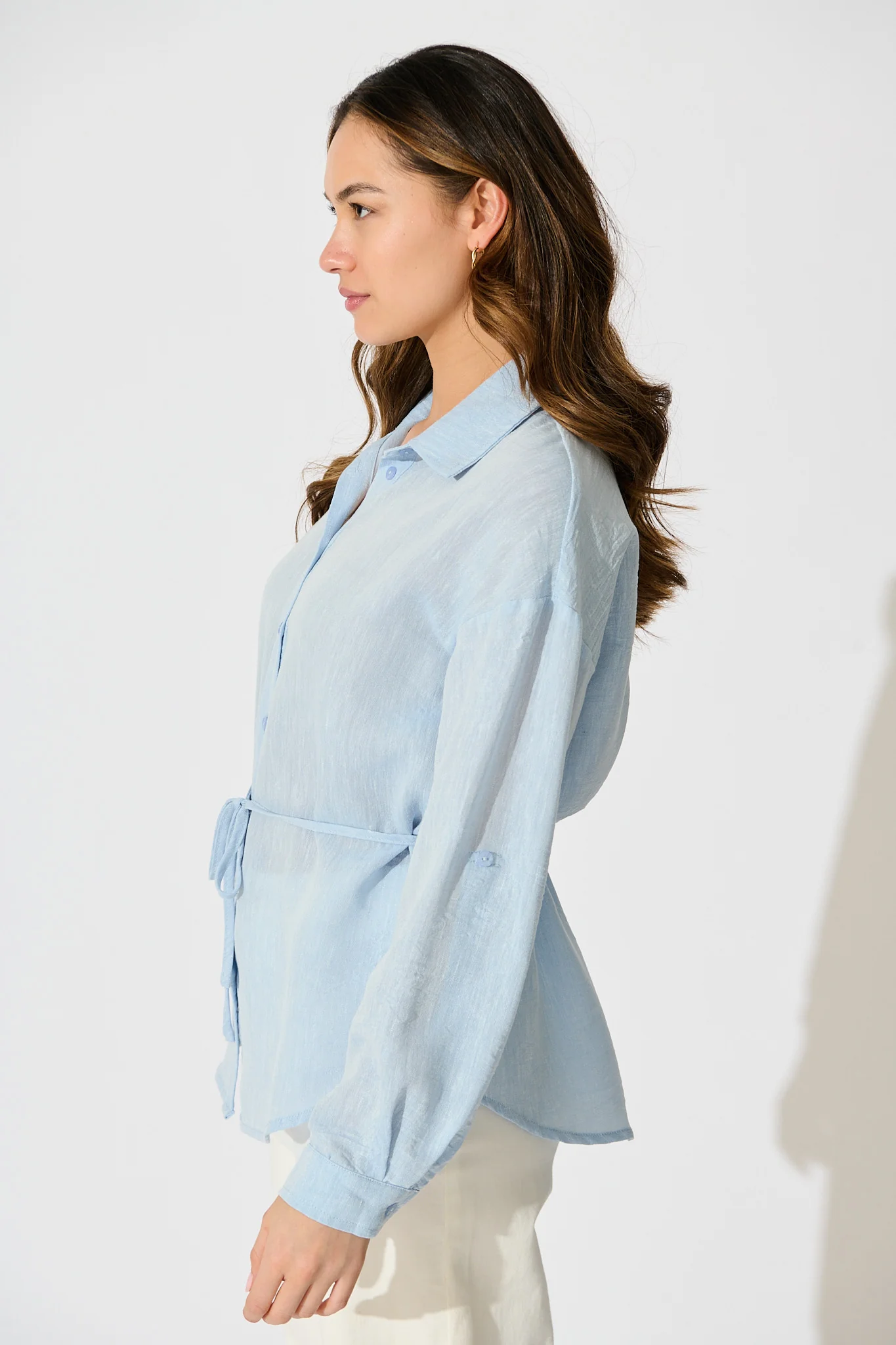 Lysandra Shirt in Pale Blue Linen Blend - Image 3
