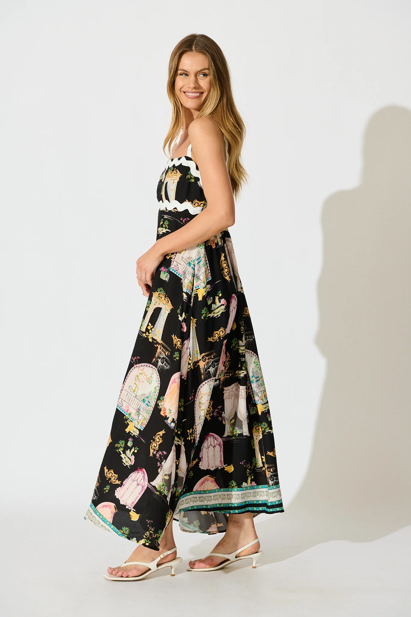 Maci Maxi Sundress in Black Multi Print - Image 3
