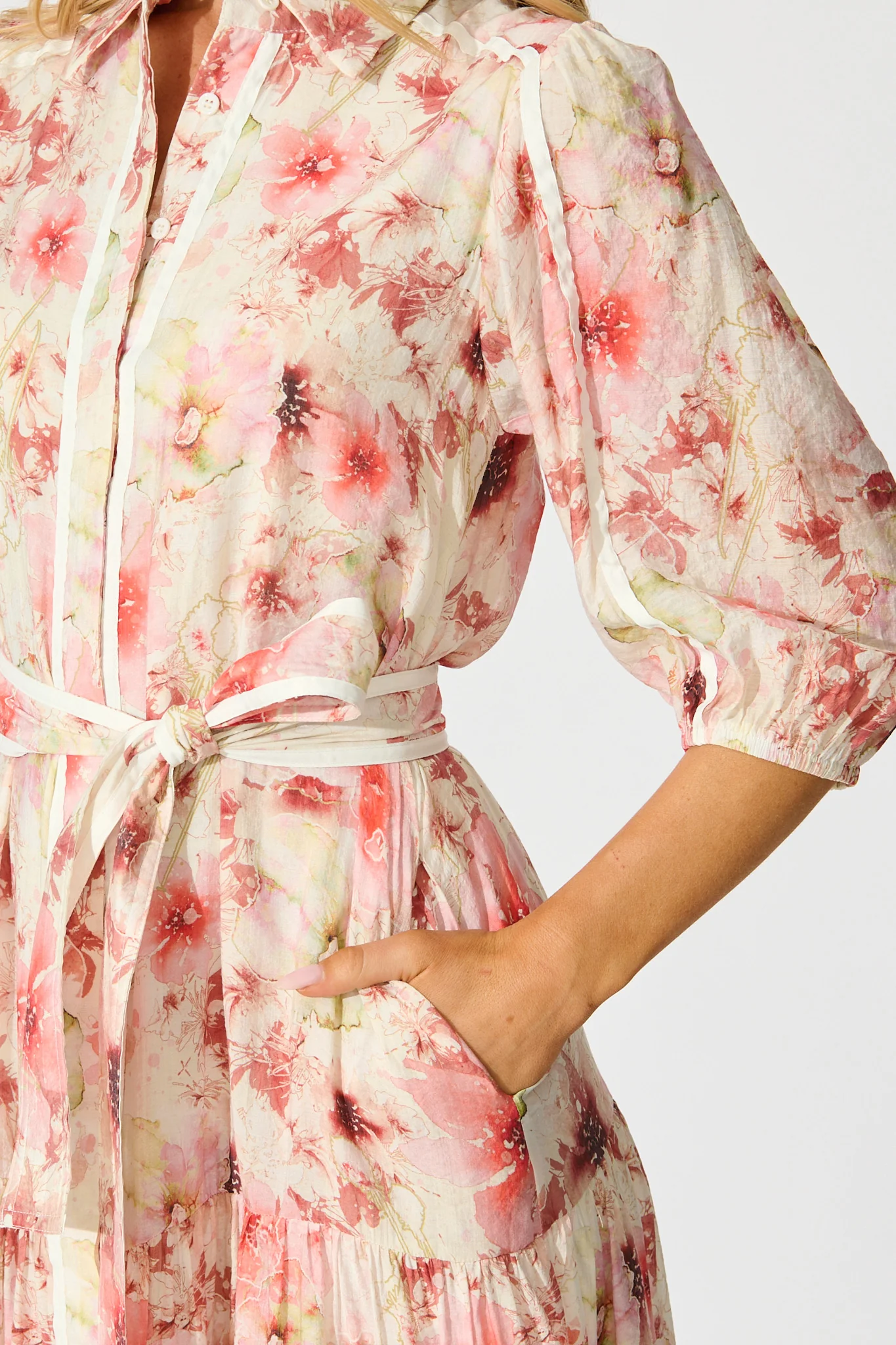 Mackenzie Maxi Shirt Dress in Blush Floral - Image 5