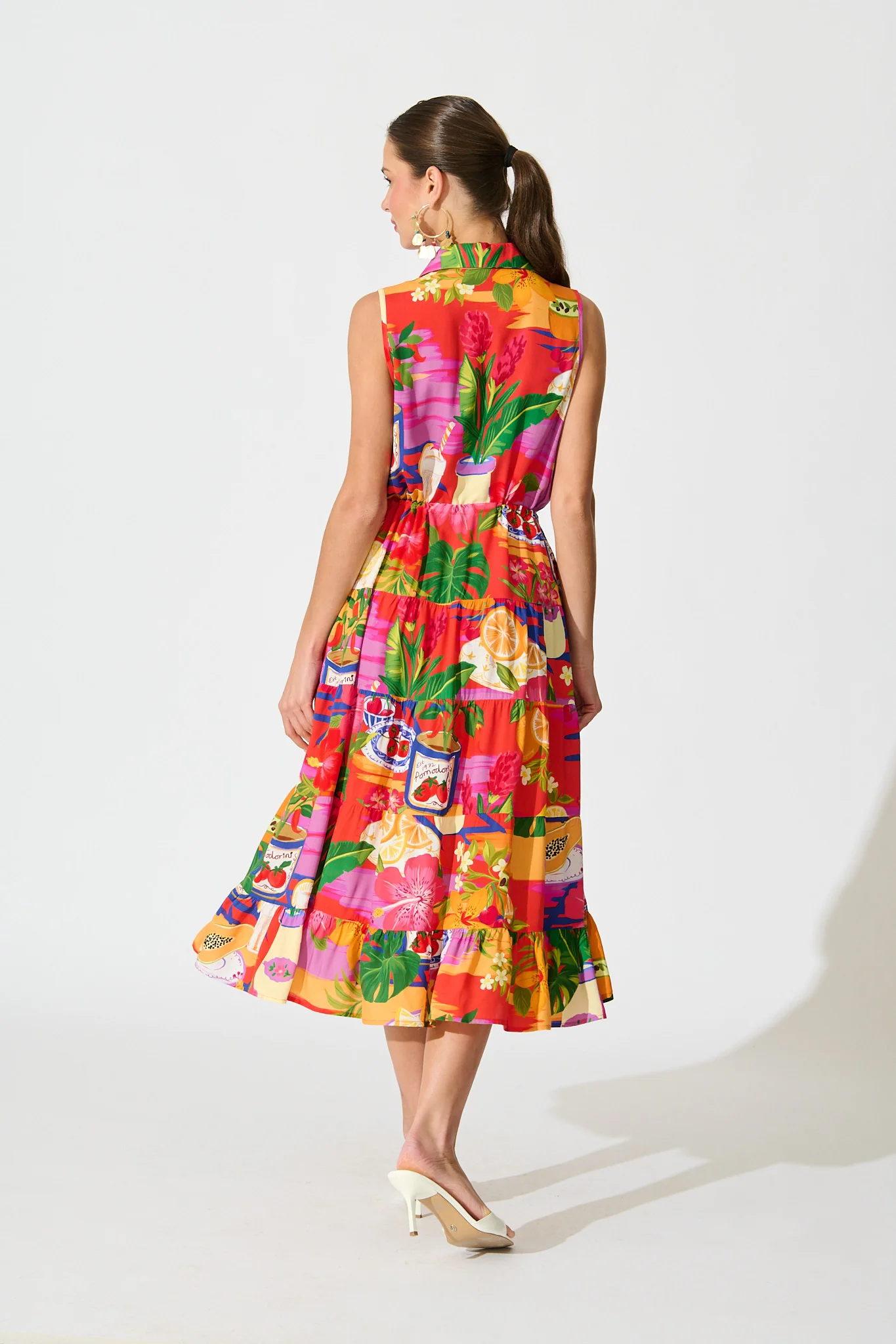 Maelle Midi Dress in Purple Multi Print - Image 4