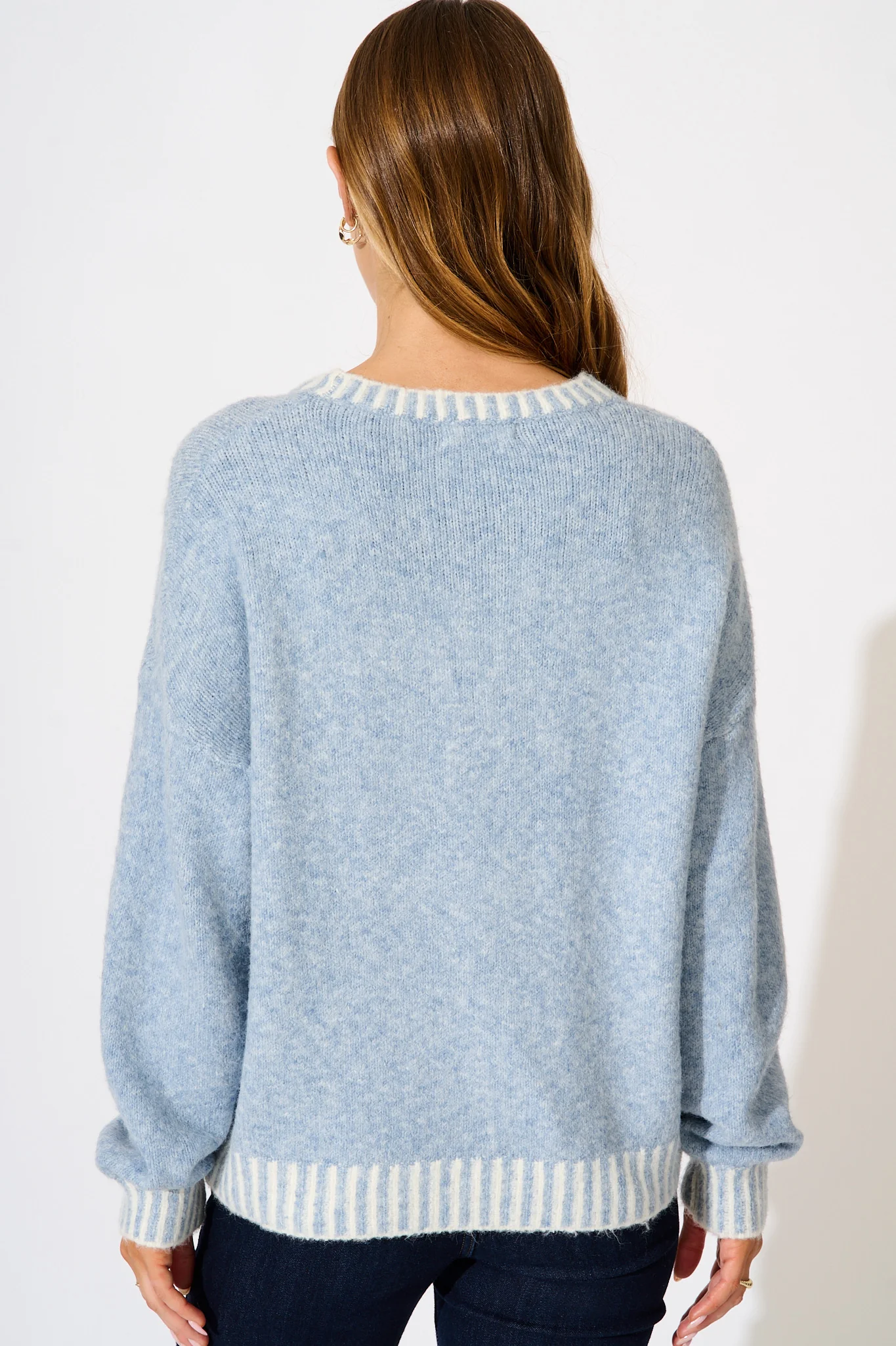 Maggie Knit in Pale Blue Marle Wool Blend - Image 6