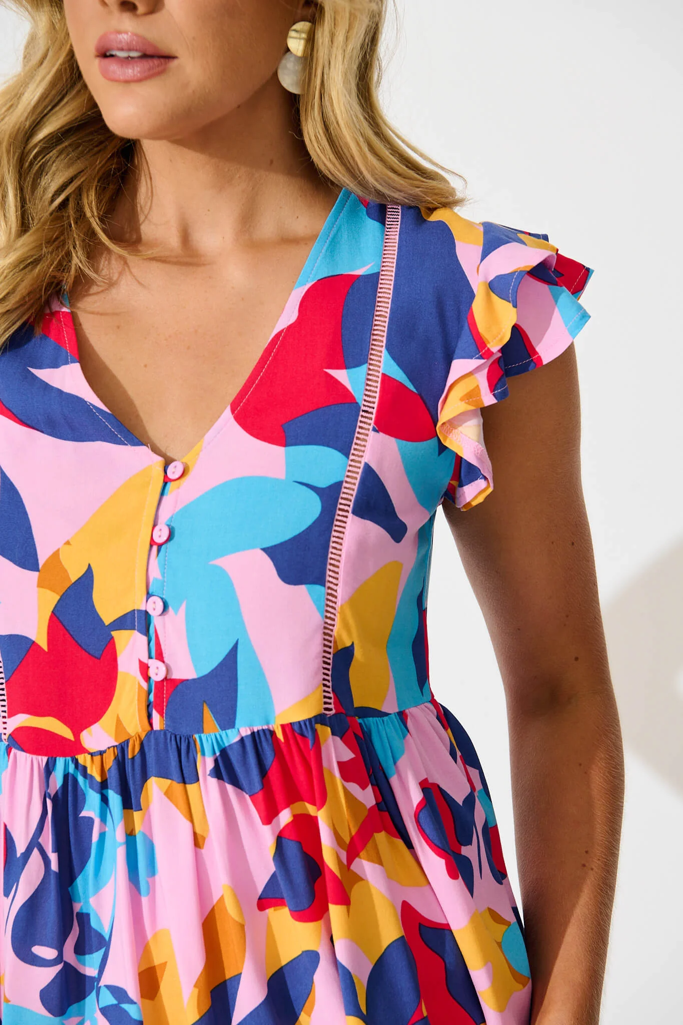 Maila Top In Bright Multi Leaf Print - Image 6