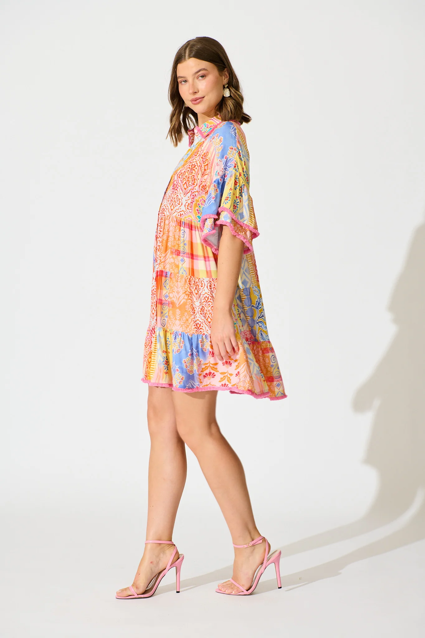 Makenna Dress in Bright Multi Patchwork Floral - Image 3