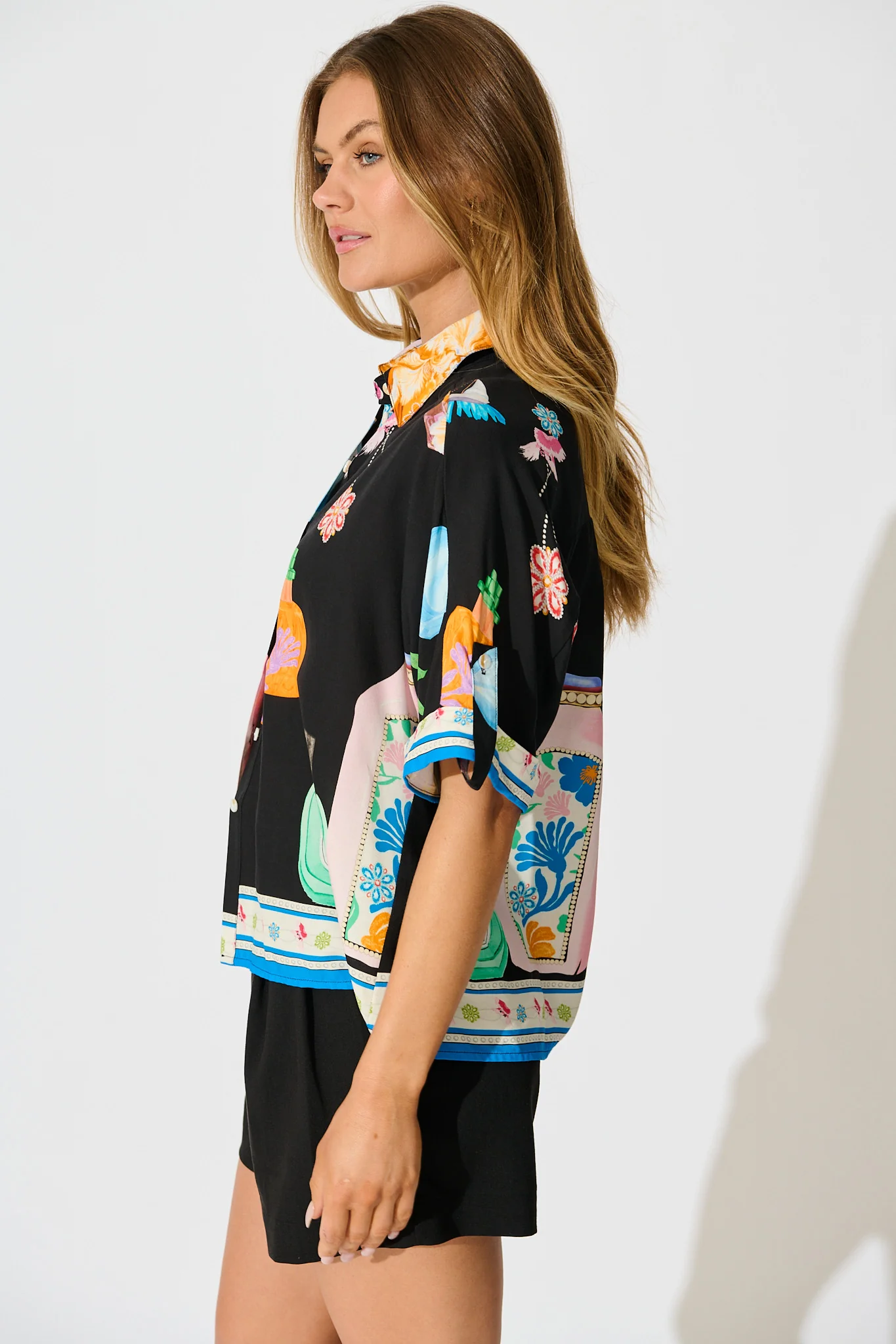 Maleny Shirt in Black Multi Print - Image 2