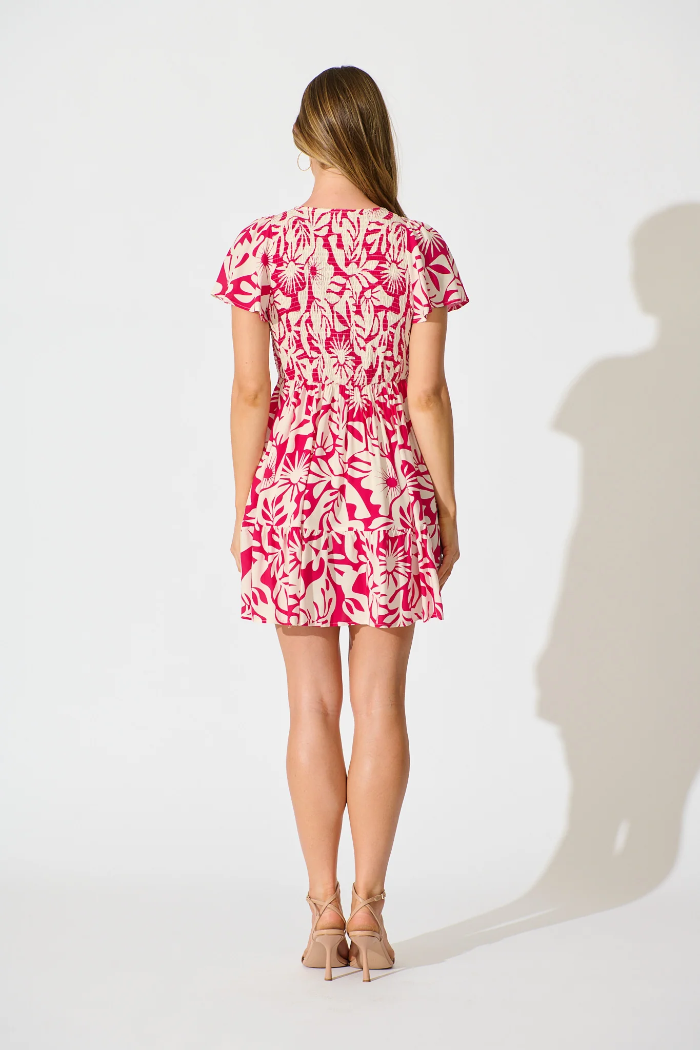 Malita Dress in Pink with White Print - Image 4