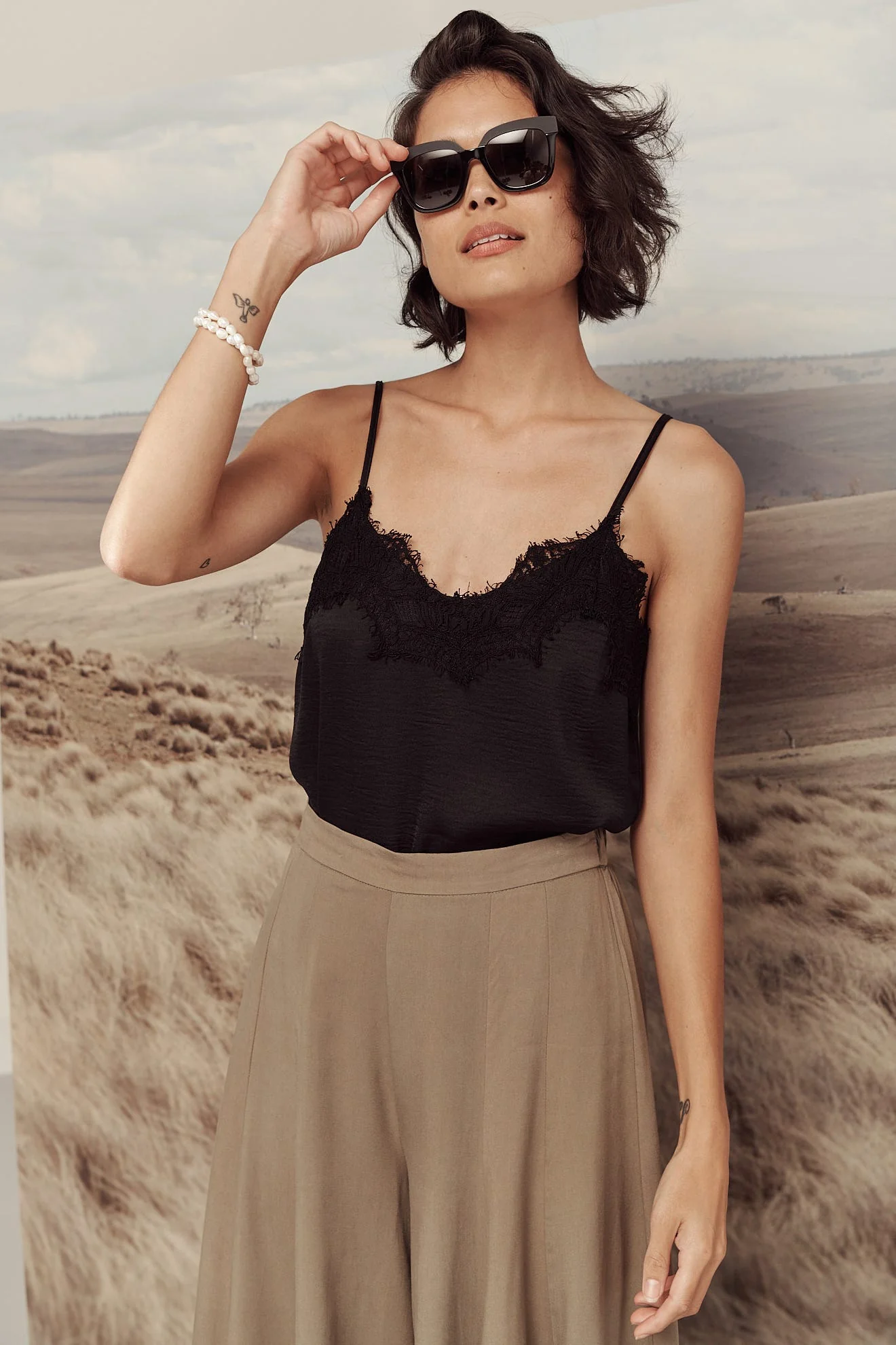 Manthis Cami Top In Black Satin - Image 6