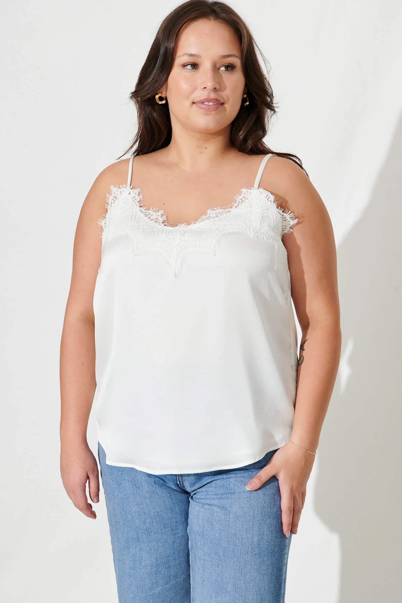 Manthis Cami Top In Cream Satin - Image 11