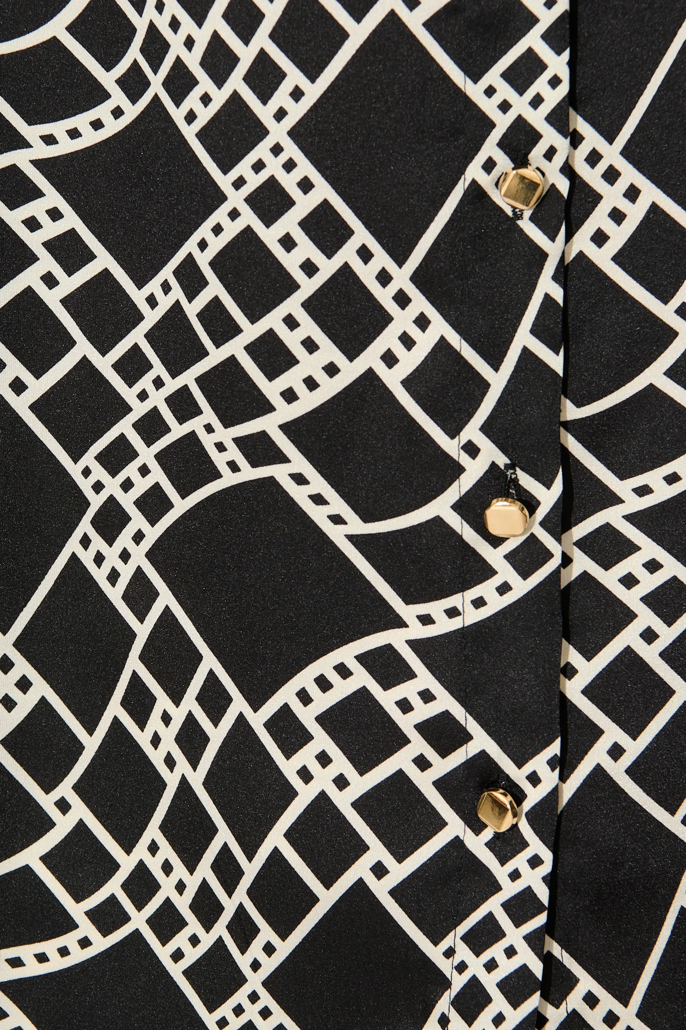 Mara Shirt in Black and White Geometric Satin - Image 6