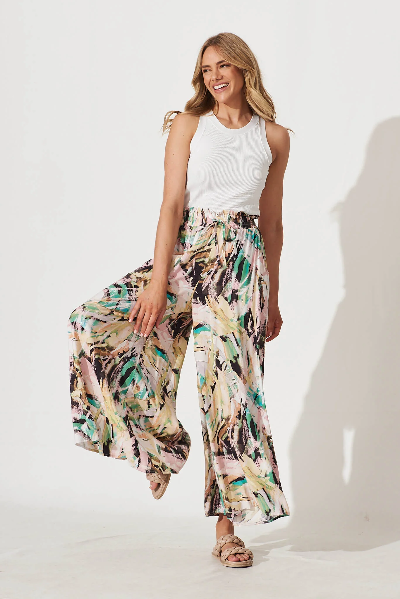 Mariah Pant In Multi Brushstroke Print - Image 5