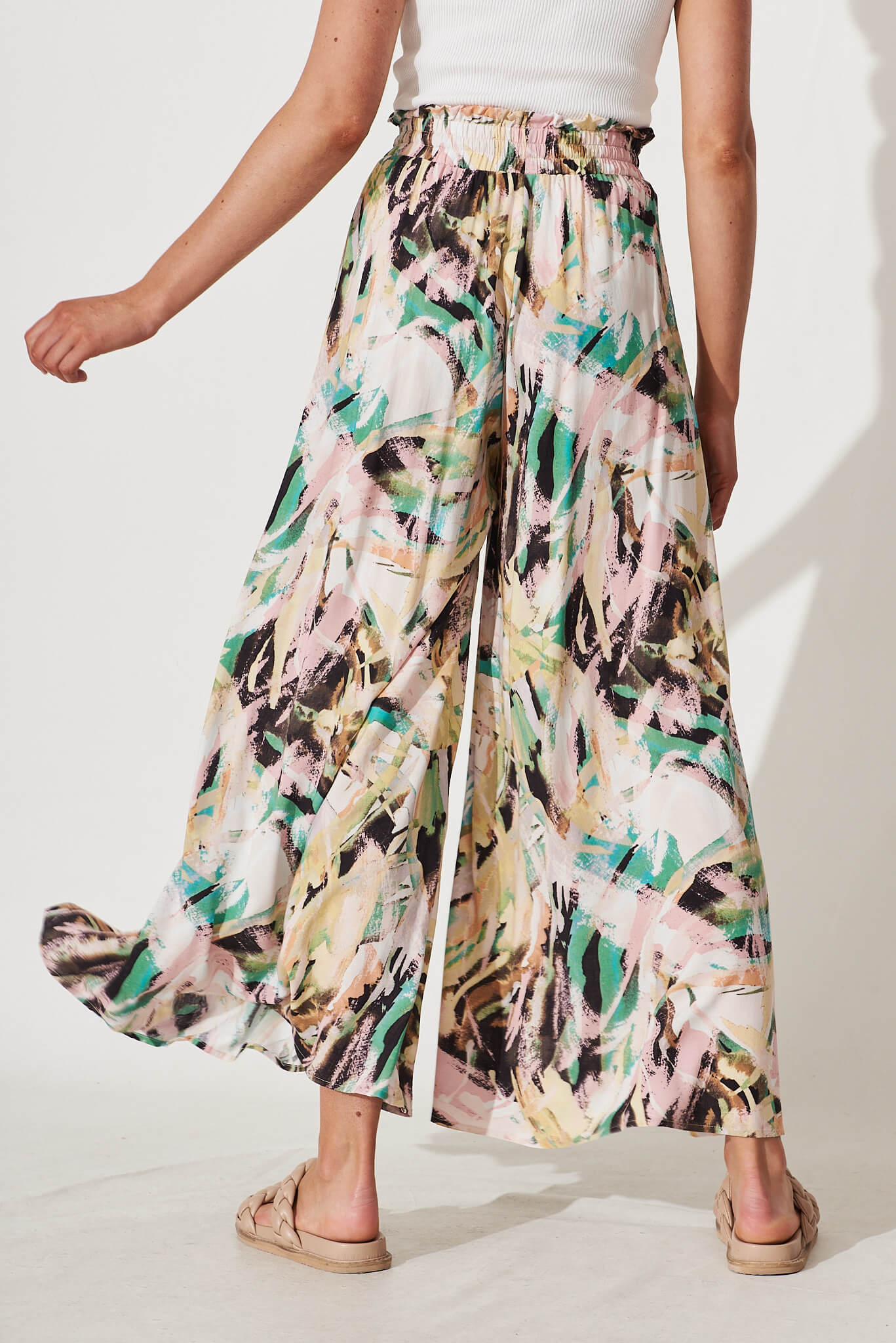 Mariah Pant In Multi Brushstroke Print - Image 7