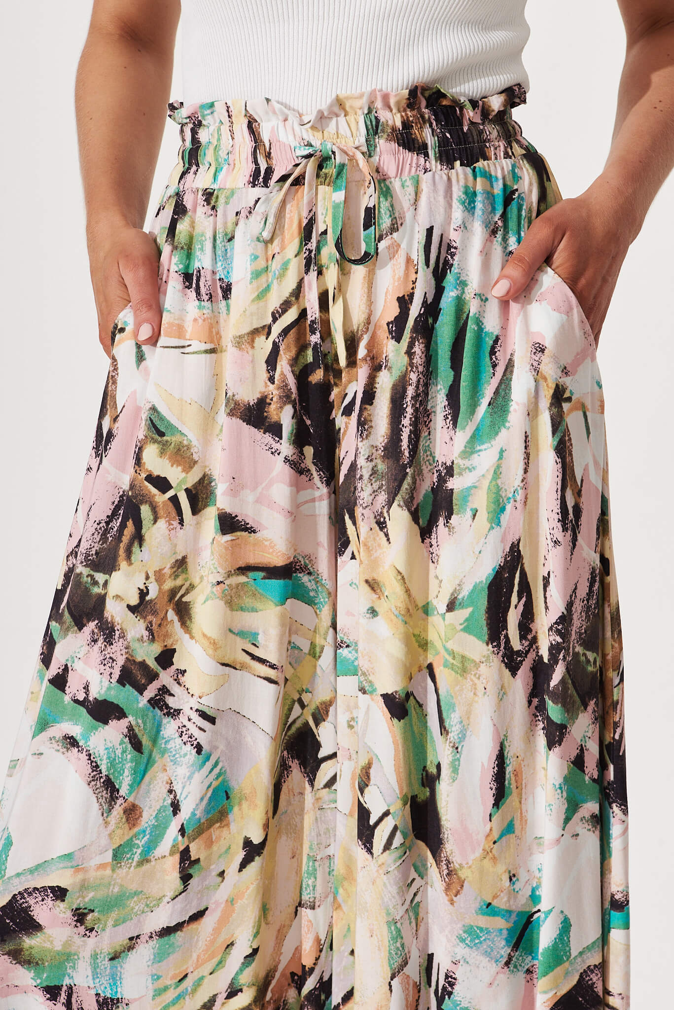 Mariah Pant In Multi Brushstroke Print - Image 8