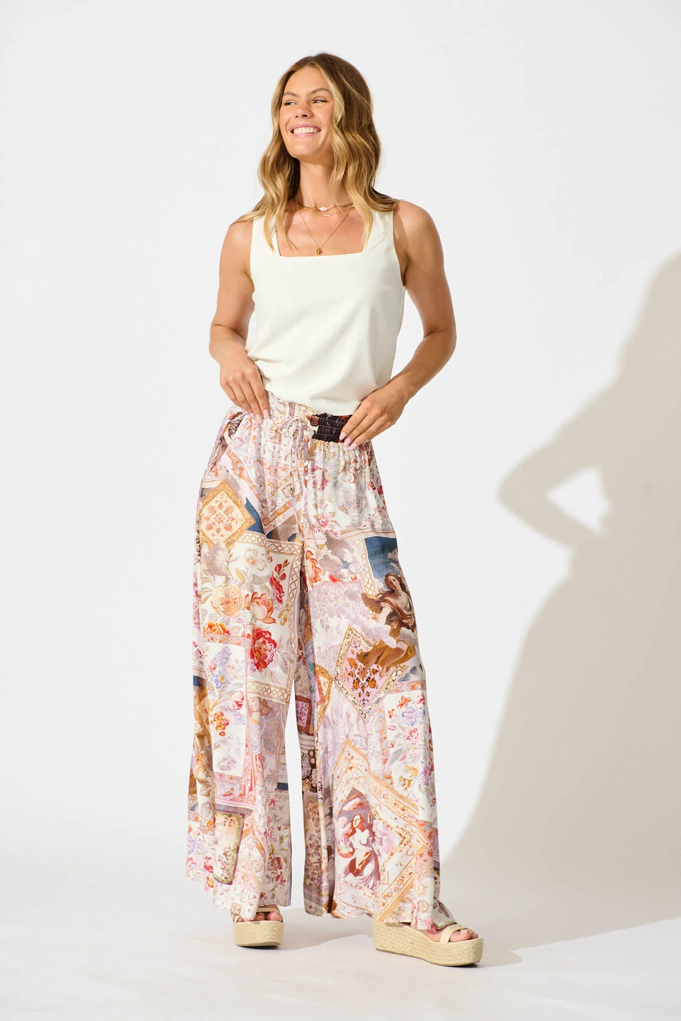 Mariah Pant In White Multi Patchwork - Image 4