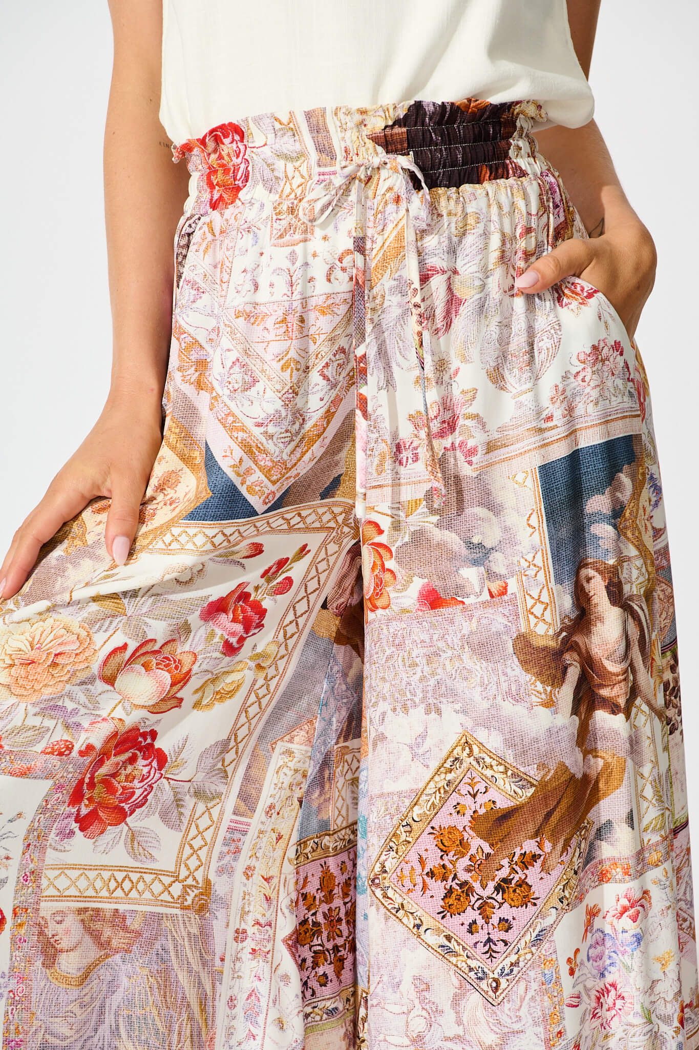 Mariah Pant In White Multi Patchwork - Image 5