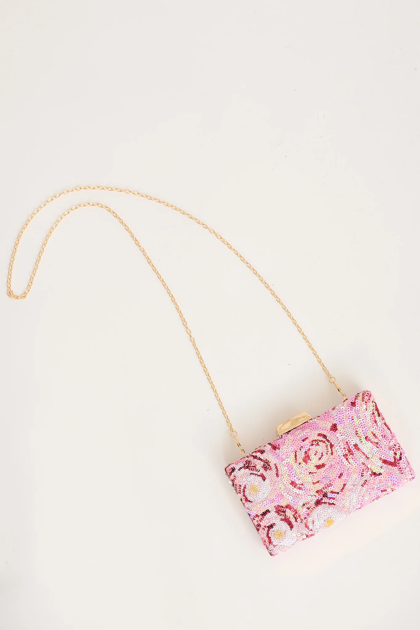 Maribelle Beaded Clutch in Pink Sequin Bloom - Image 5
