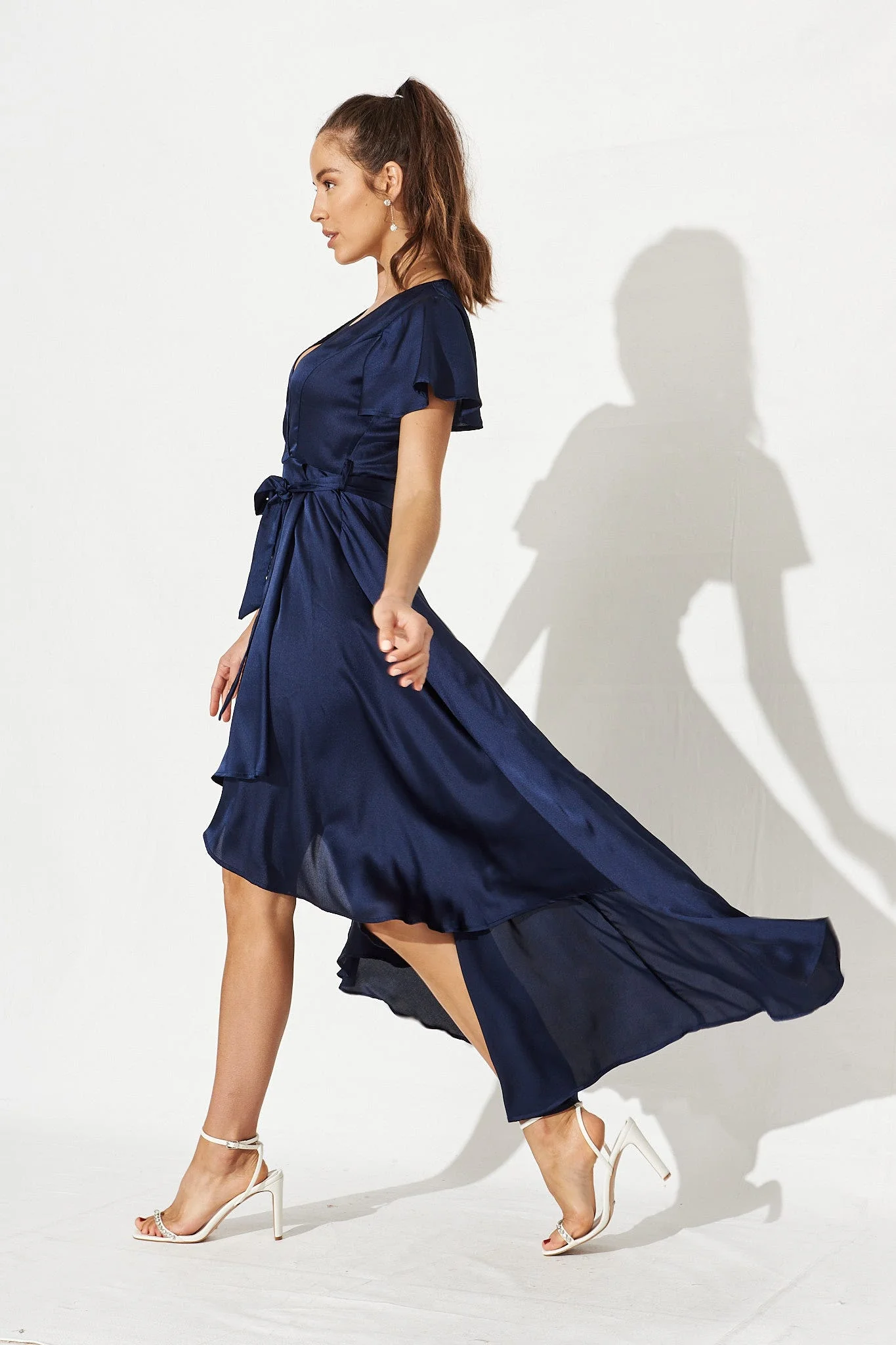 Marilou Maxi Dress In Navy Satin - Image 3