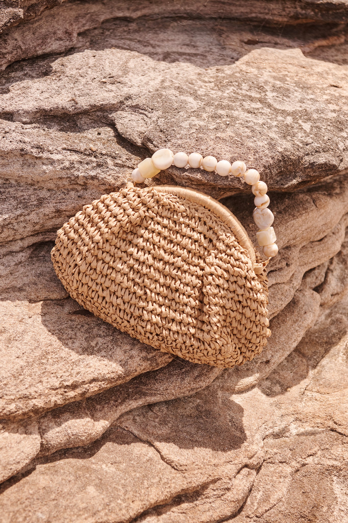 Marina Beaded Handle Bag in Natural Raffia - Image 2