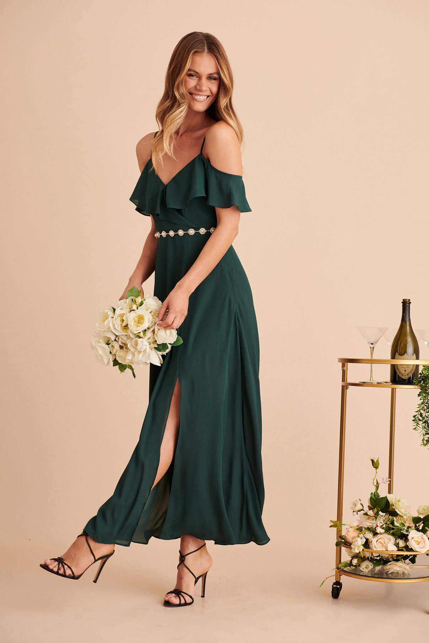Marit Maxi Dress In Emerald Green - Image 4