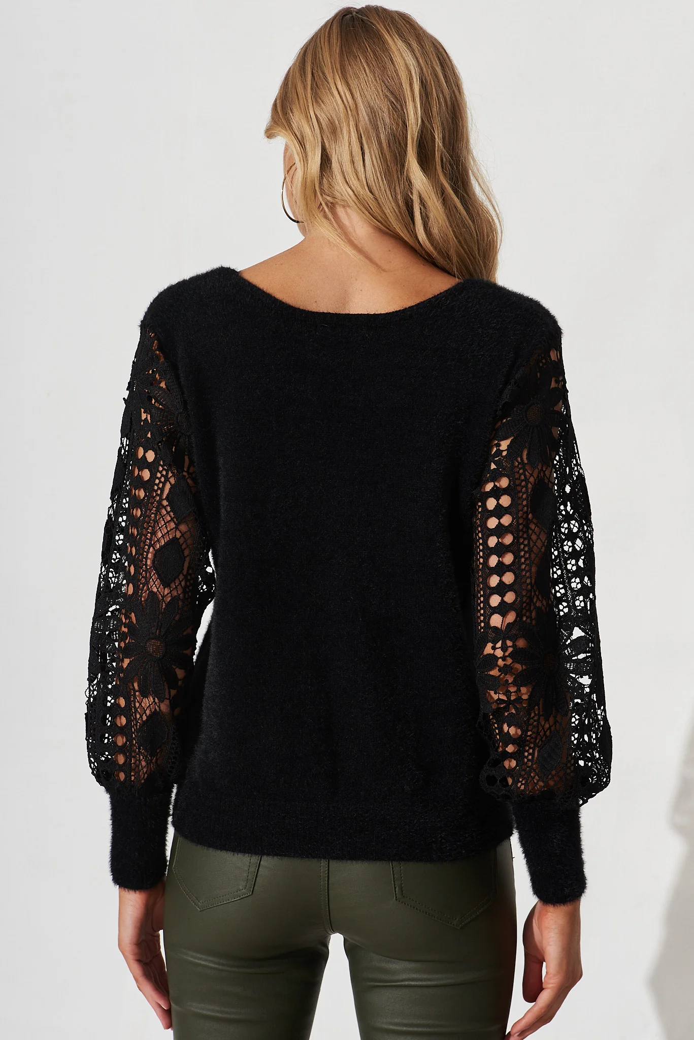 Marita Knit In Black Lace Detail Wool Blend - Image 4