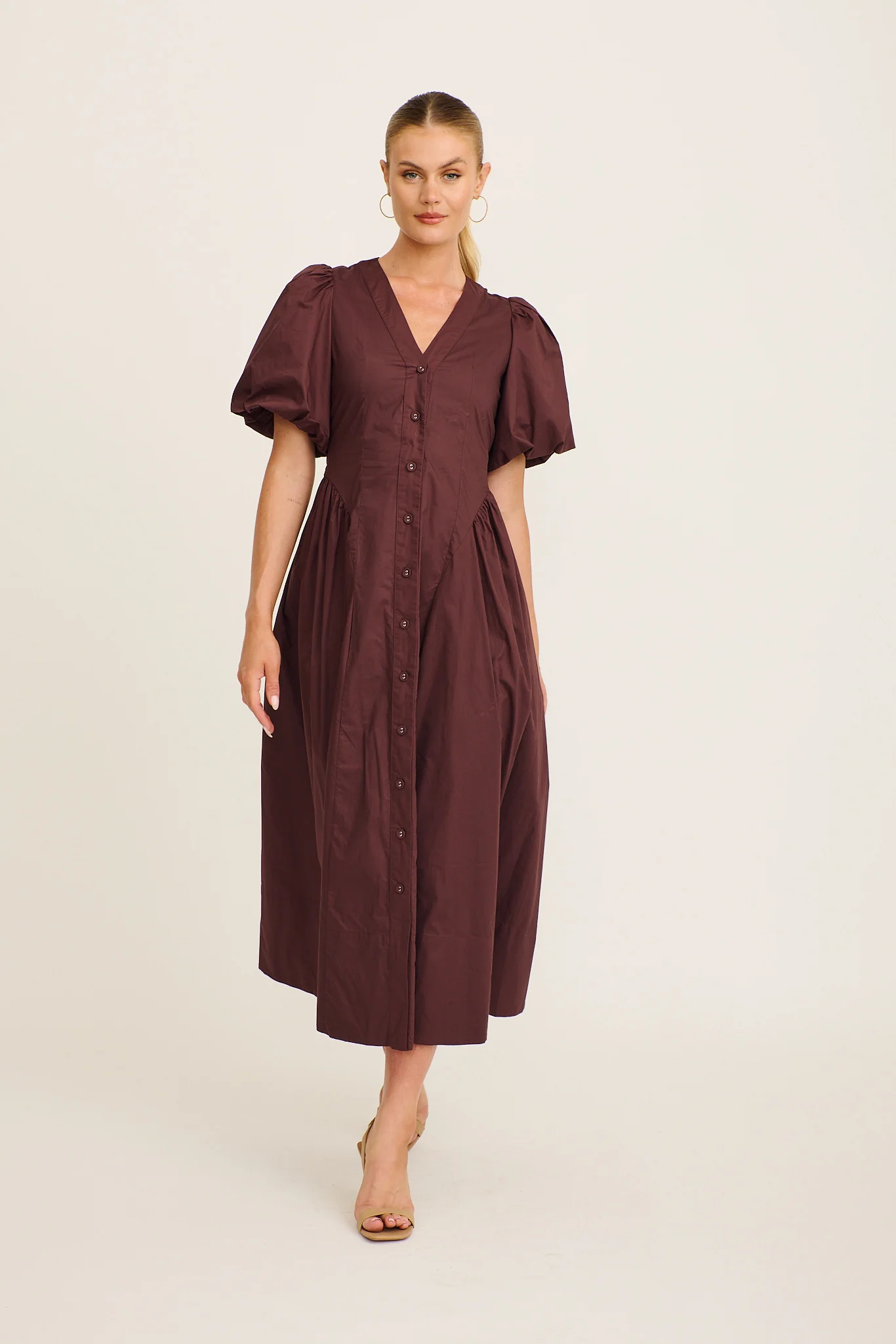 Marna Maxi Dress in Chocolate Cotton