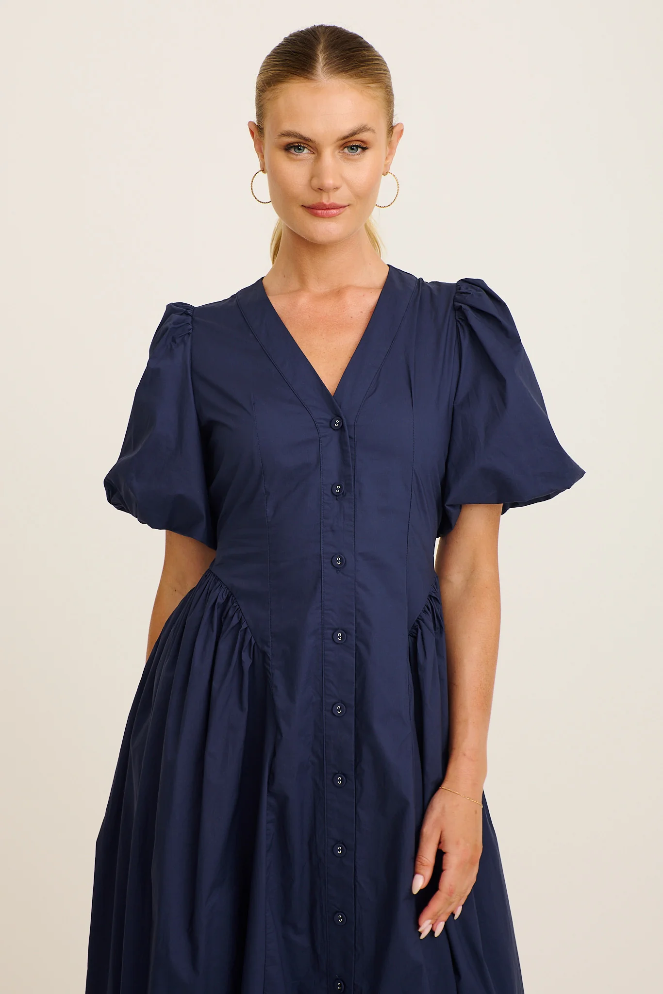 Marna Maxi Dress in Navy Cotton - Image 2