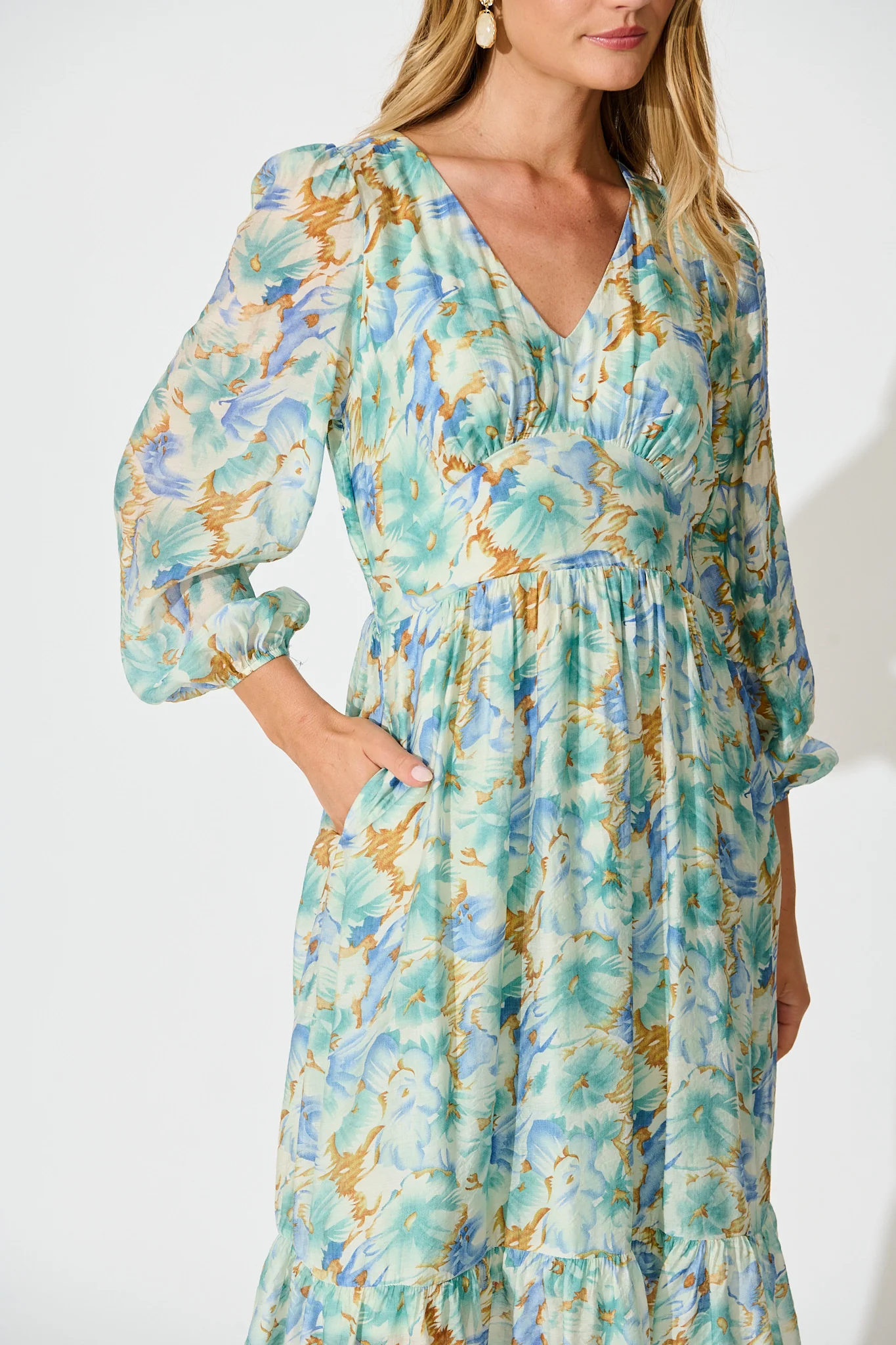 Marrakesh Midi Dress in Green Floral - Image 5