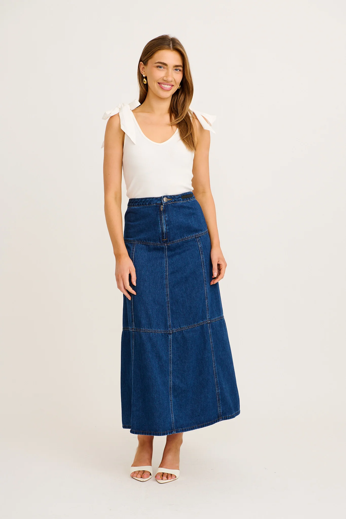 Maryanne Maxi Skirt in Mid Blue Wash Denim - Image 4