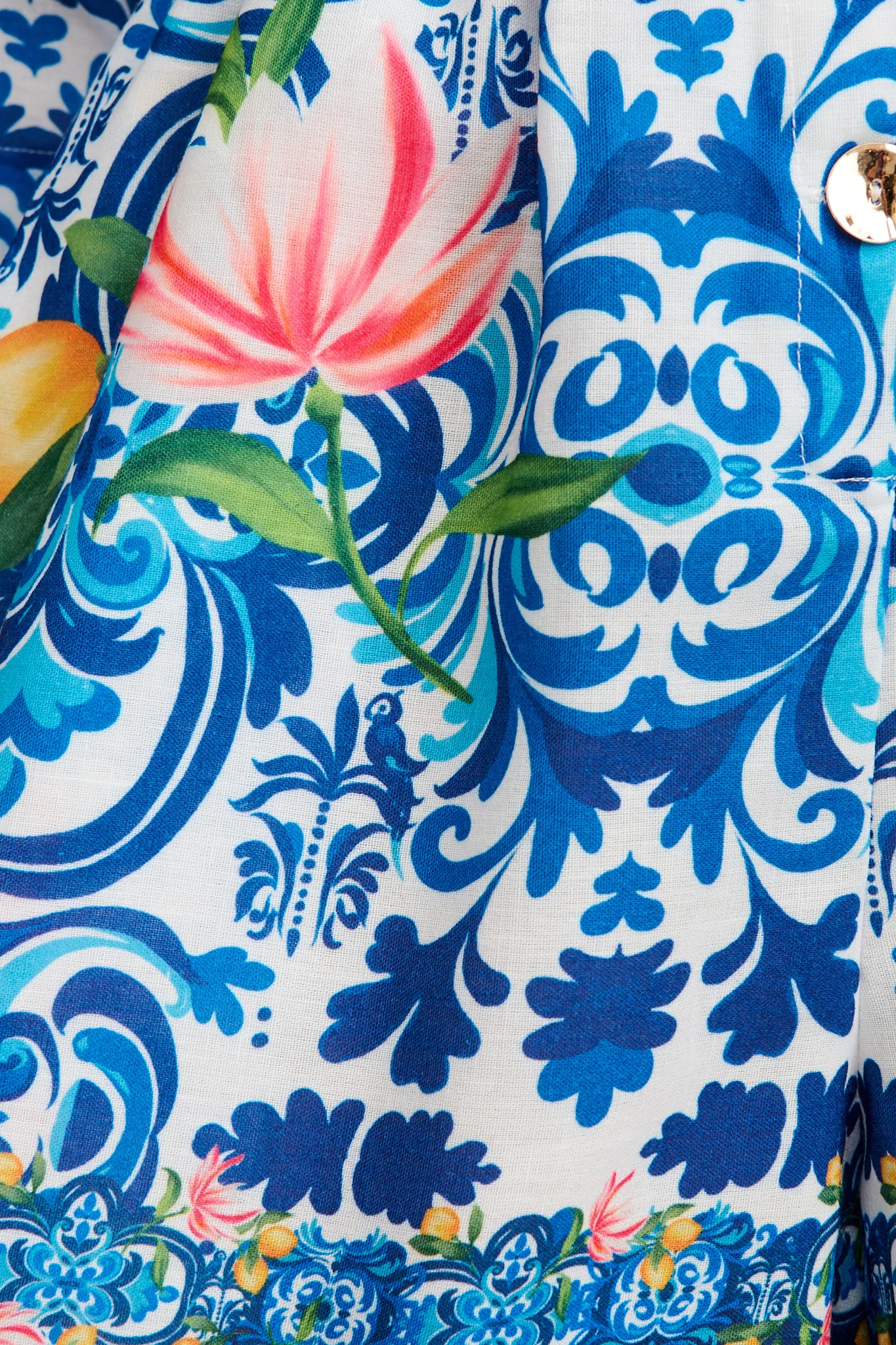 Maui Playsuit in Blue Multi Tiles Print Linen Blend - Image 6