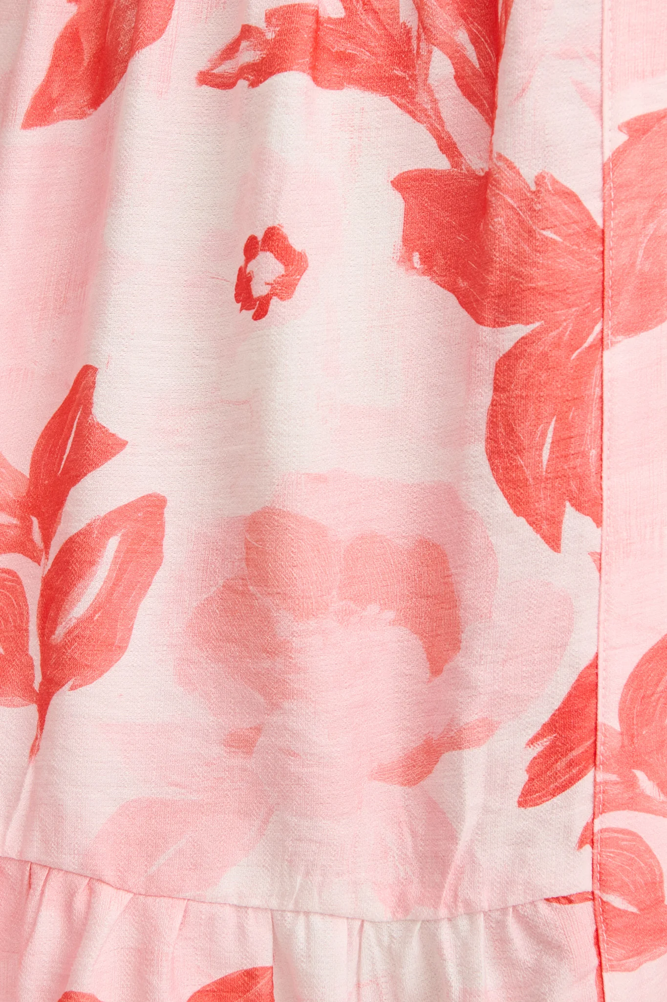 Maura Midi Dress in Multi Pink and Red Leaf Print - Image 6