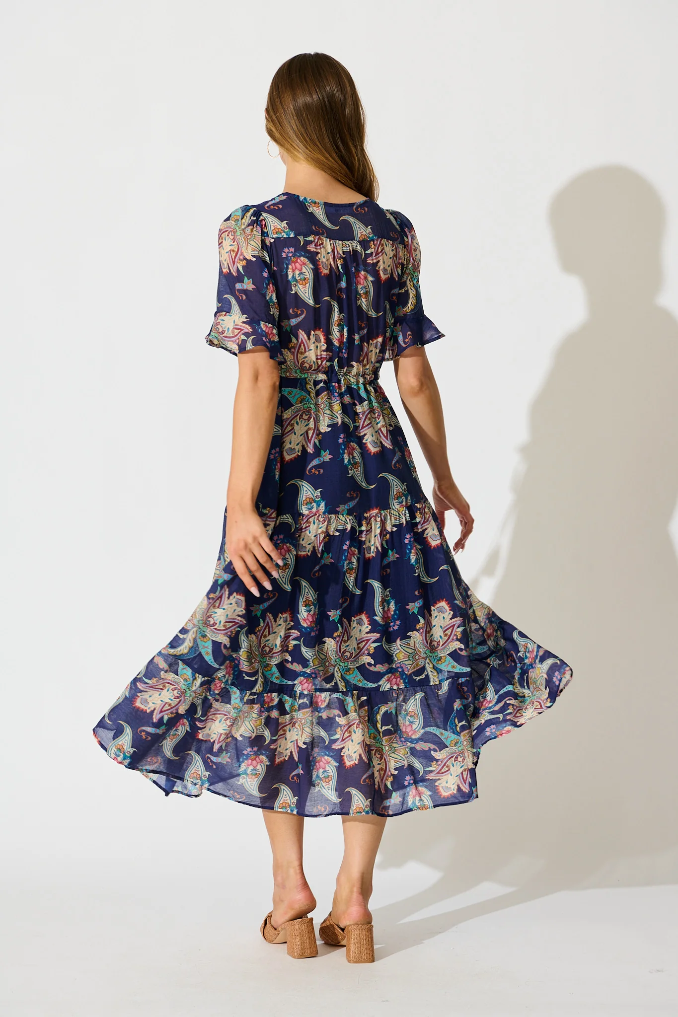 Maverick Midi Dress in Navy Multi Print - Image 4