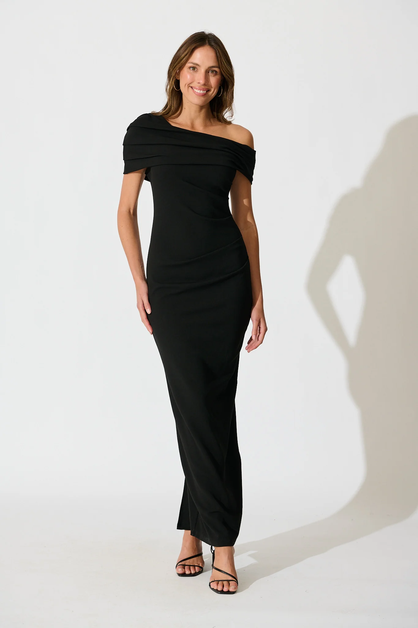 Mazari Off Shoulder Maxi Dress in Black