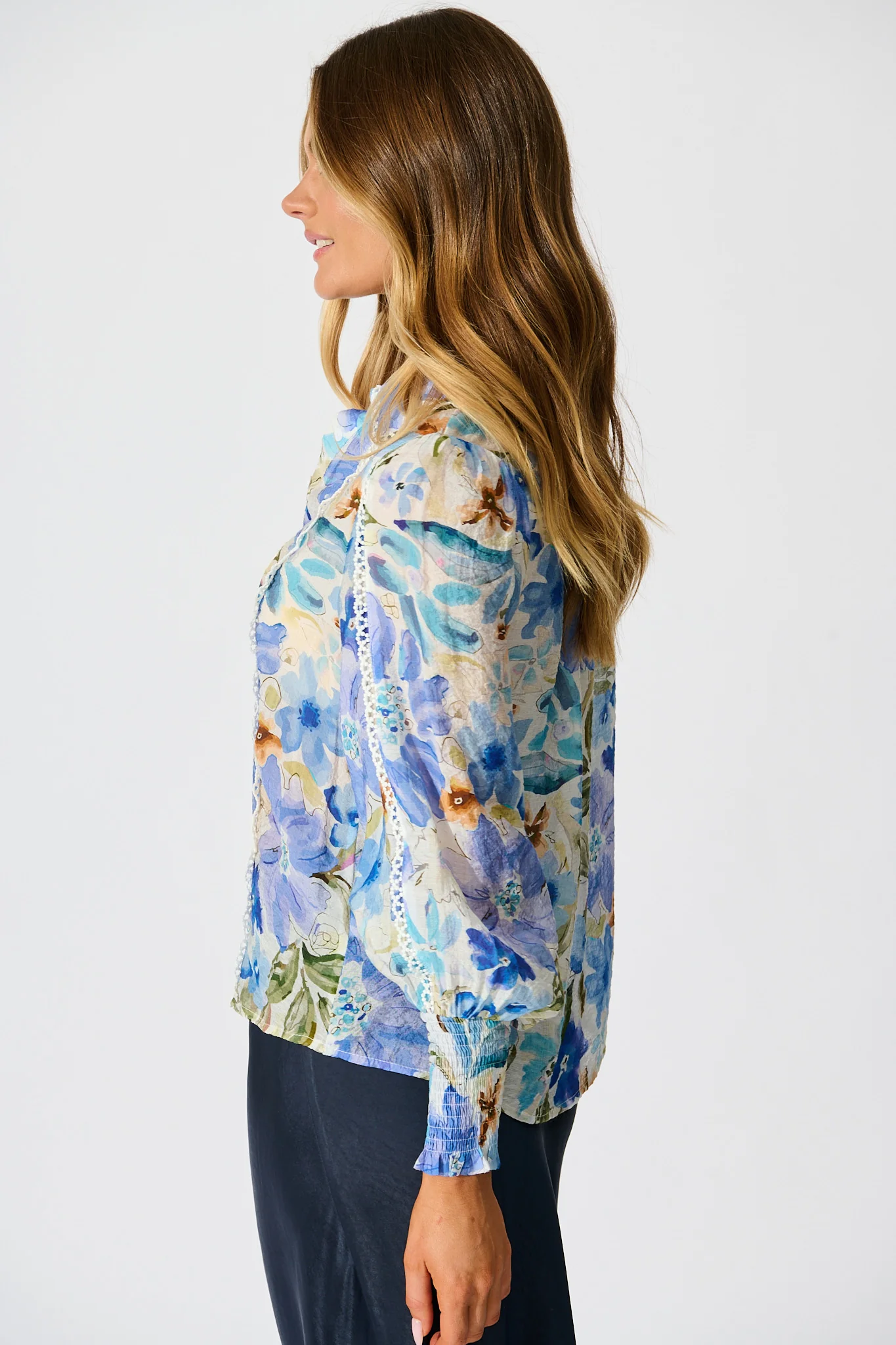 Meadow Mist Shirt in Blue Floral - Image 2