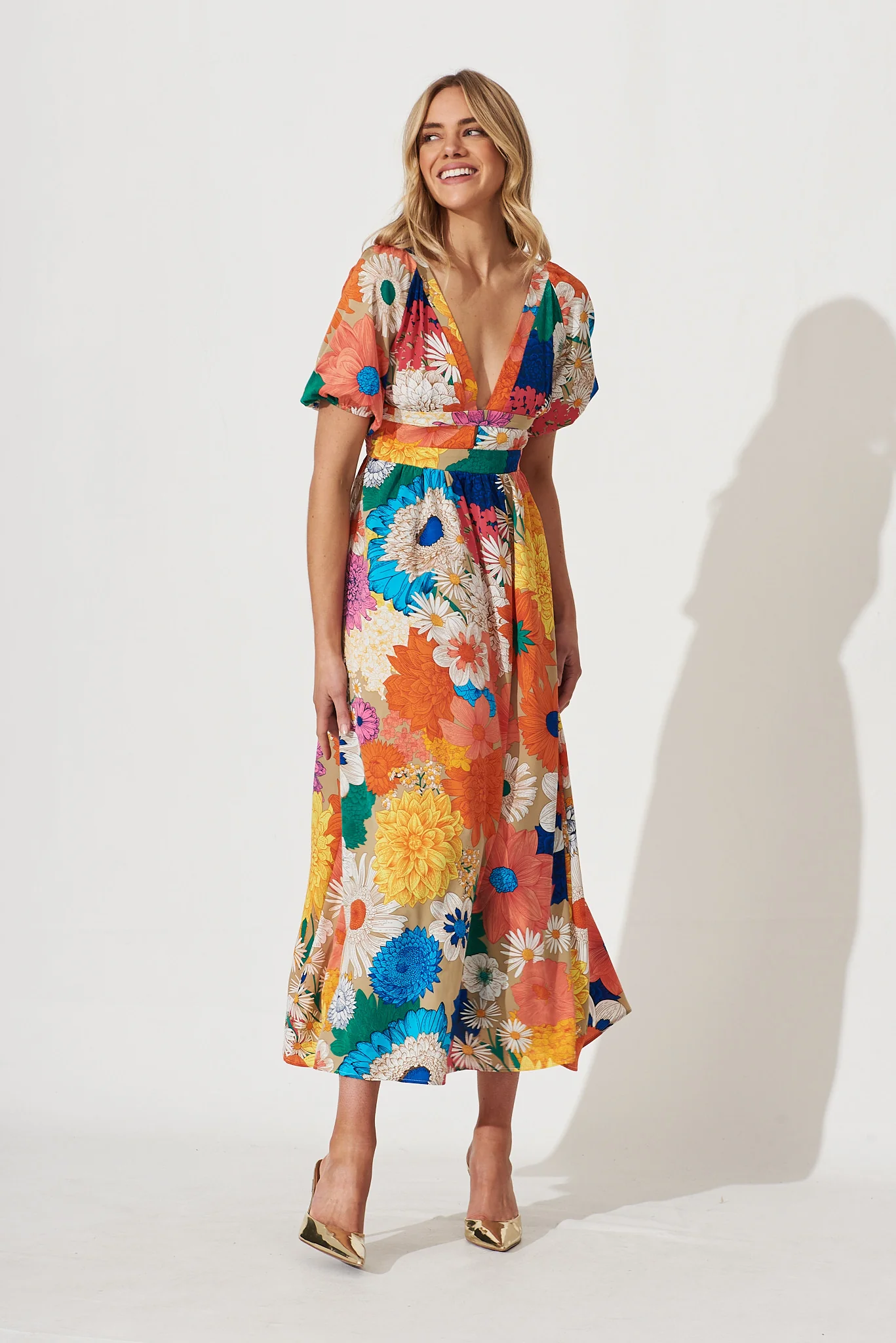 Mel Maxi Dress In Bright Multi Floral - Image 5