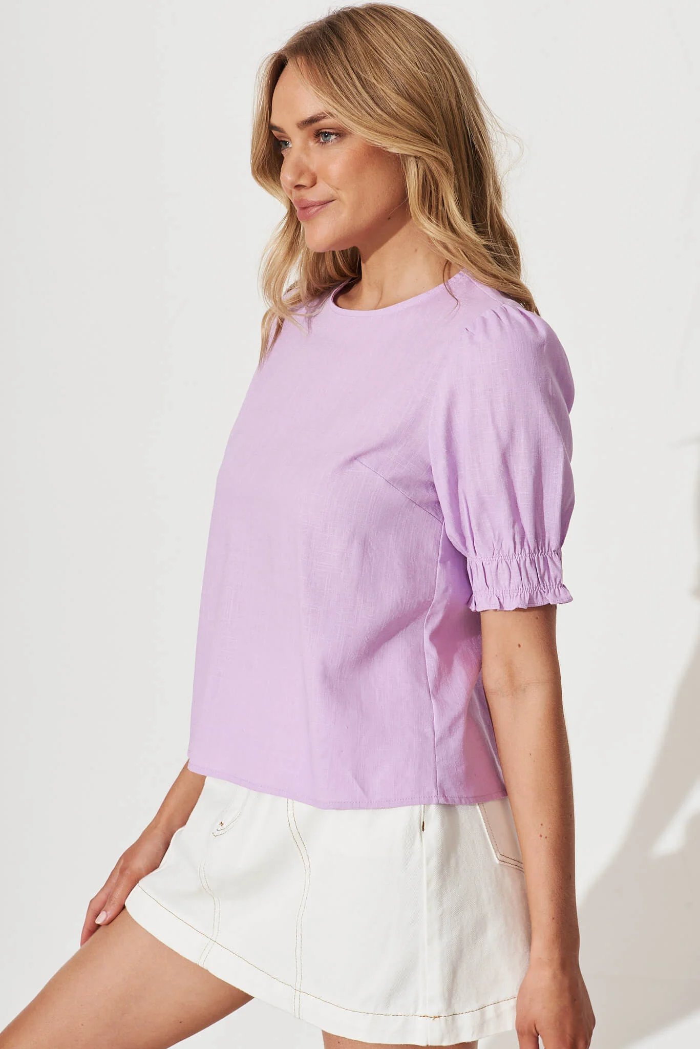 Melanie Top In Lilac Linen Blend - Image 5