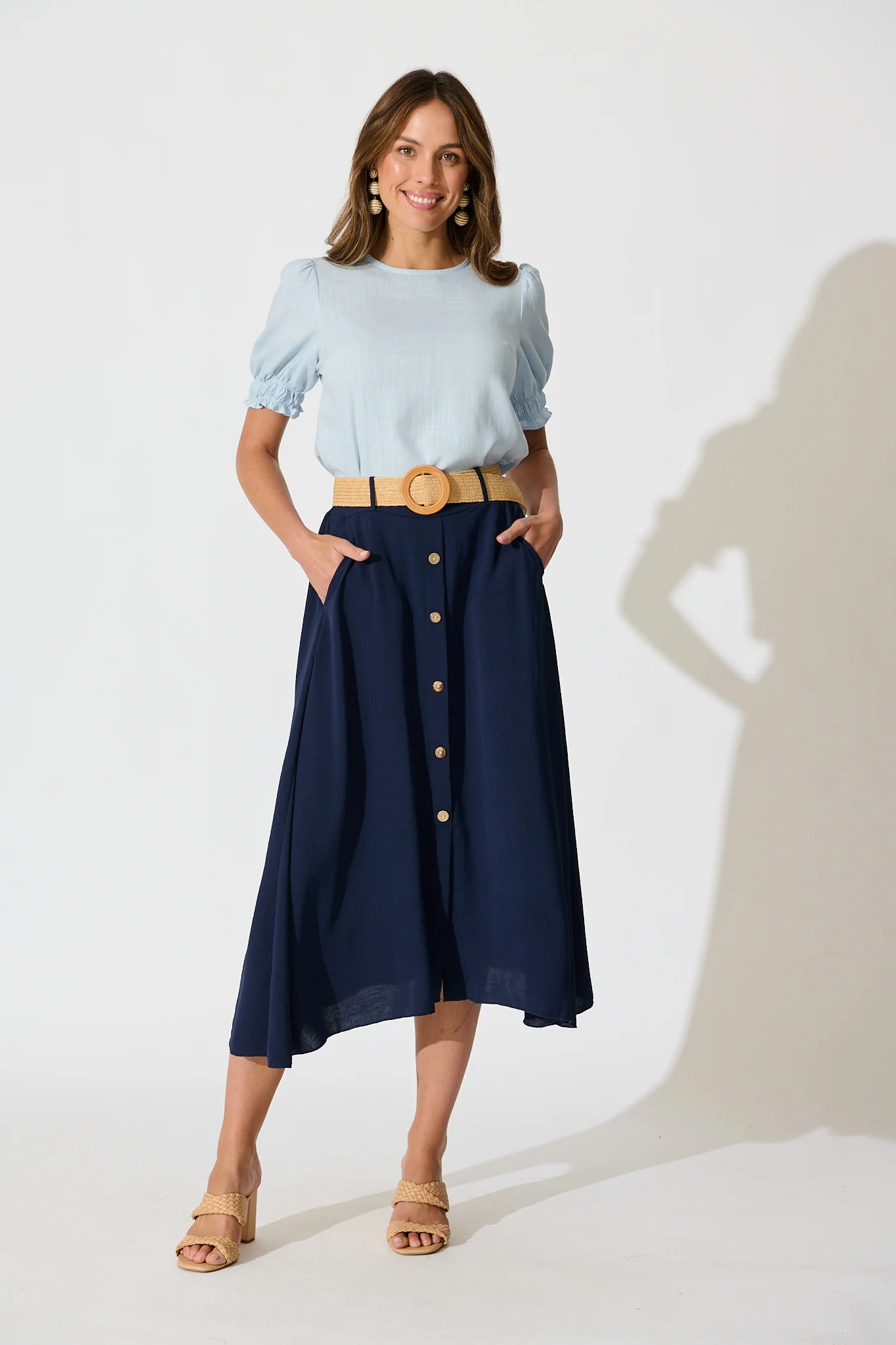 Melanie Top in Pale Blue Cotton Linen - Image 5