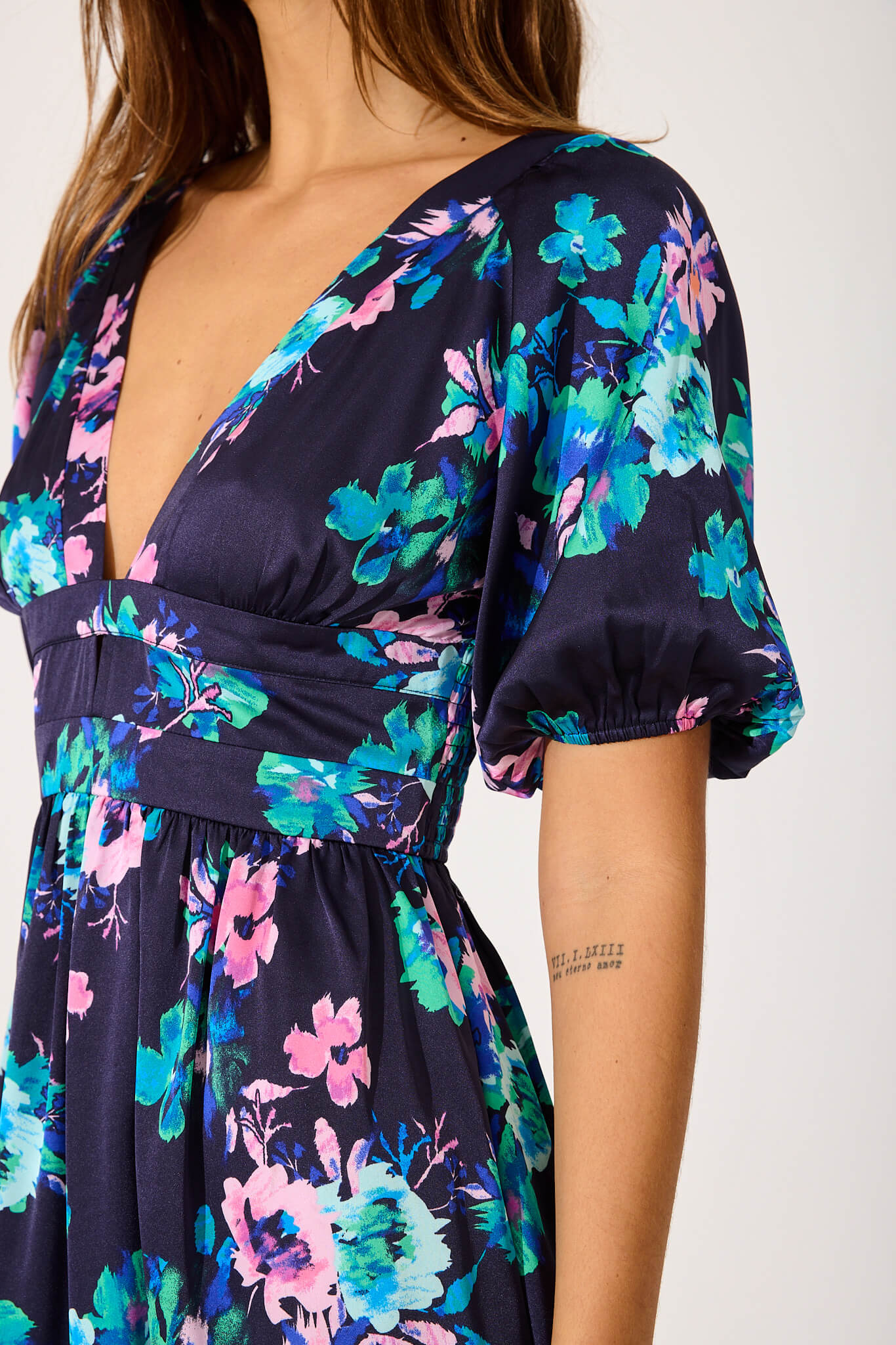 Meli Dress In Navy With Lilac Multi Floral - Image 5