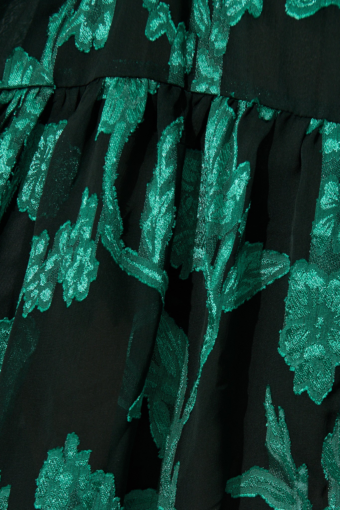 Melinda Dress in Black with Emerald Floral Burnout Chiffon - Image 6